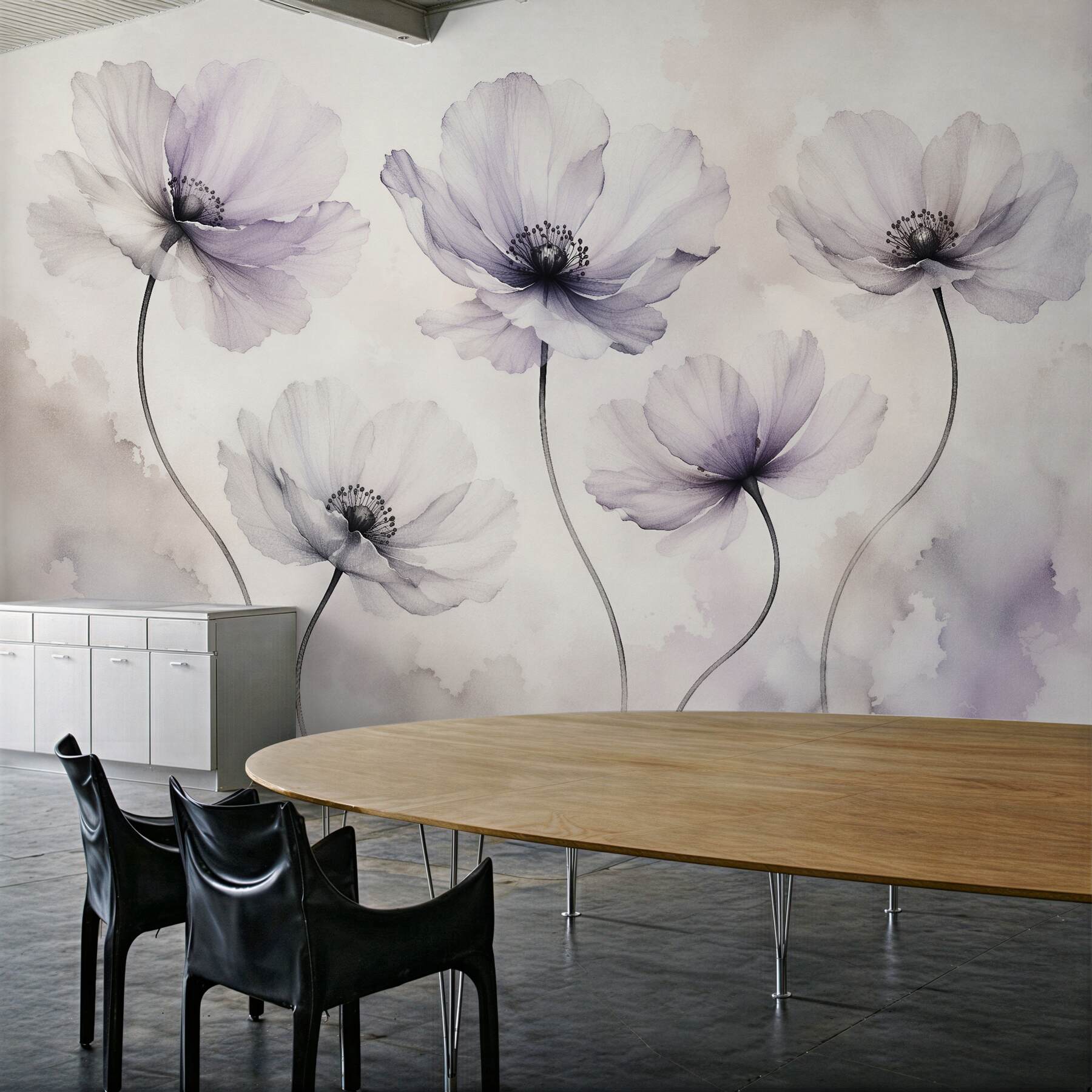 Fototapeten Ätherische Mohnblumen in Pastelltönen