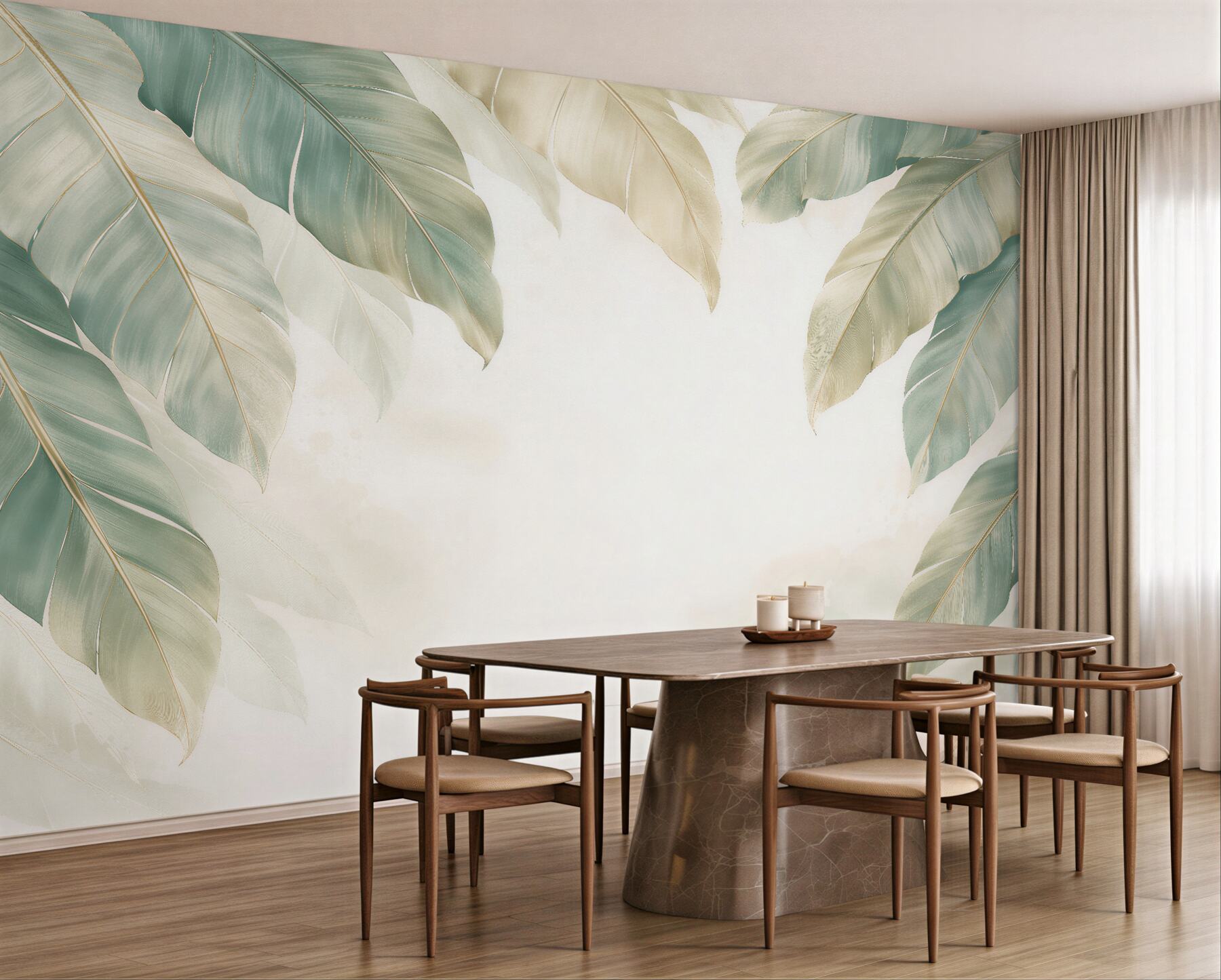 Fototapeten Pastellfarbene Palmblätter
