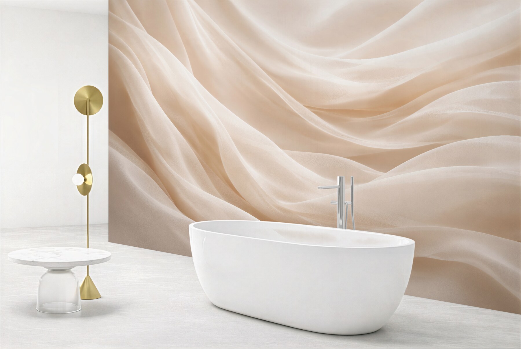 Fototapeten Seidige Wellen in Beige