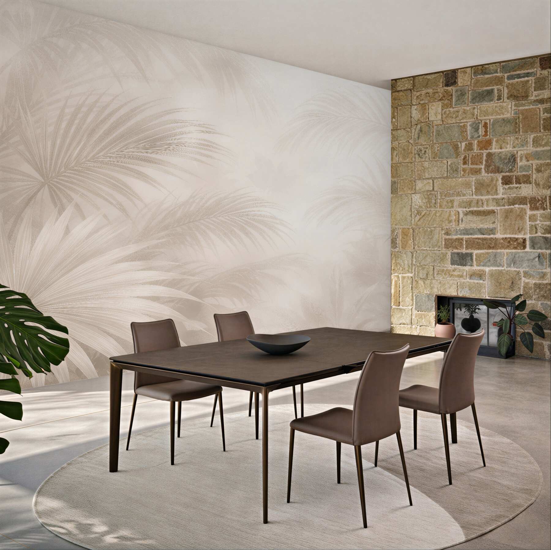 Fototapeten Zarte Palmblätter in Beige