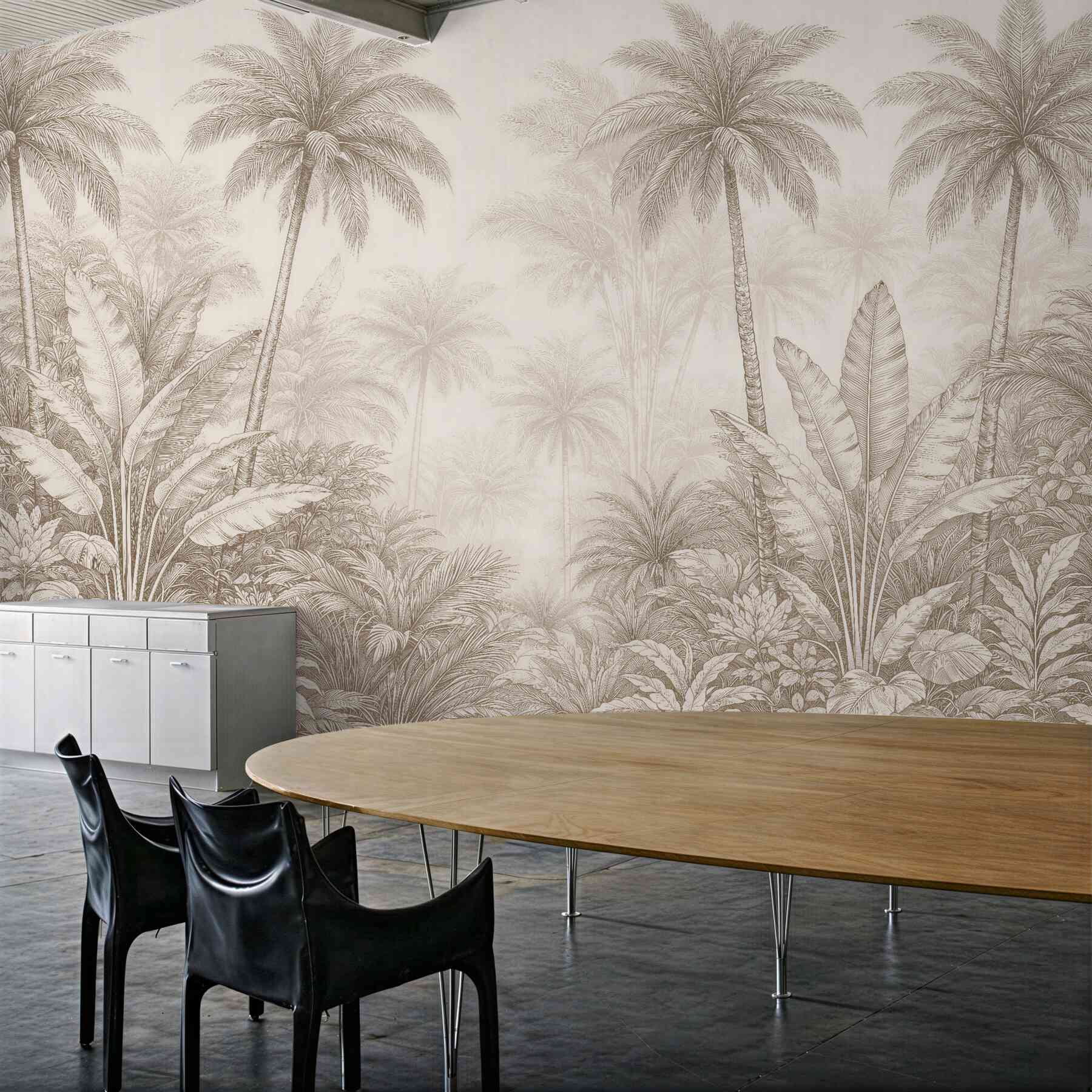 Fototapeten Beige Dschungellandschaft mit Palmen