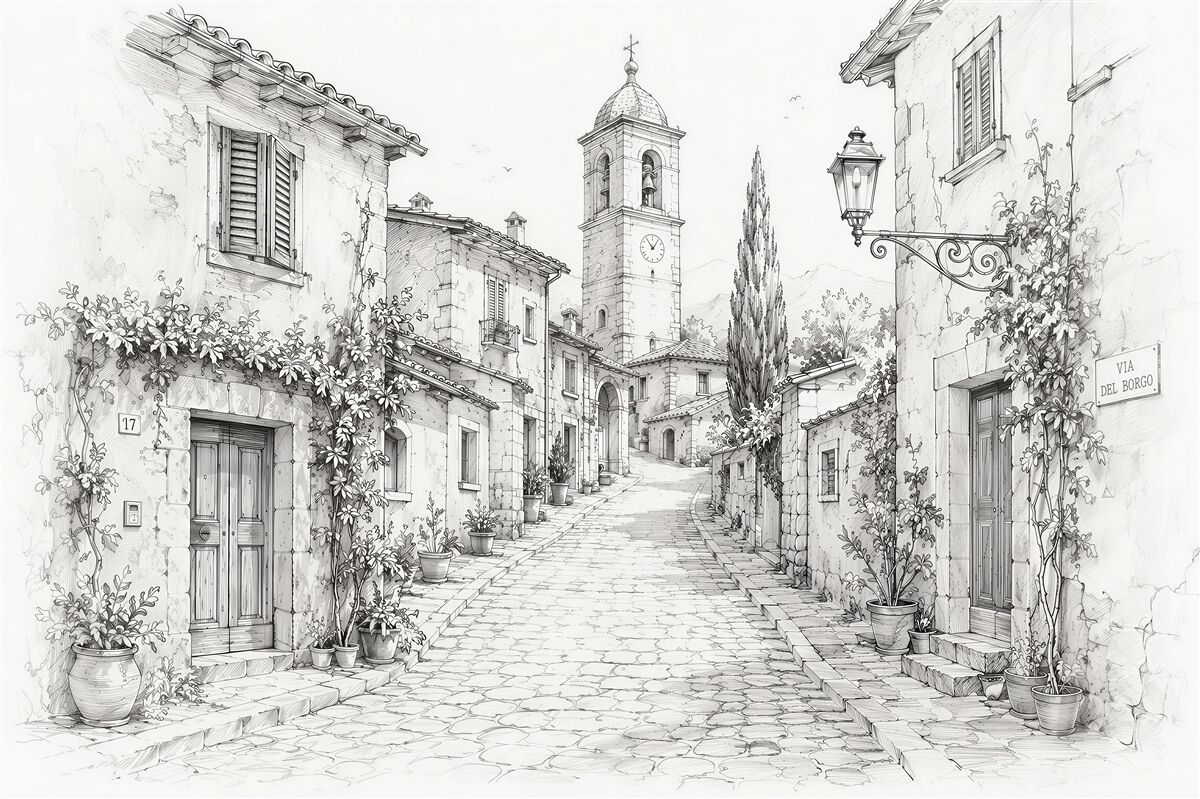 Fototapeten Idyllische Gasse einer italienischen Kleinstadt