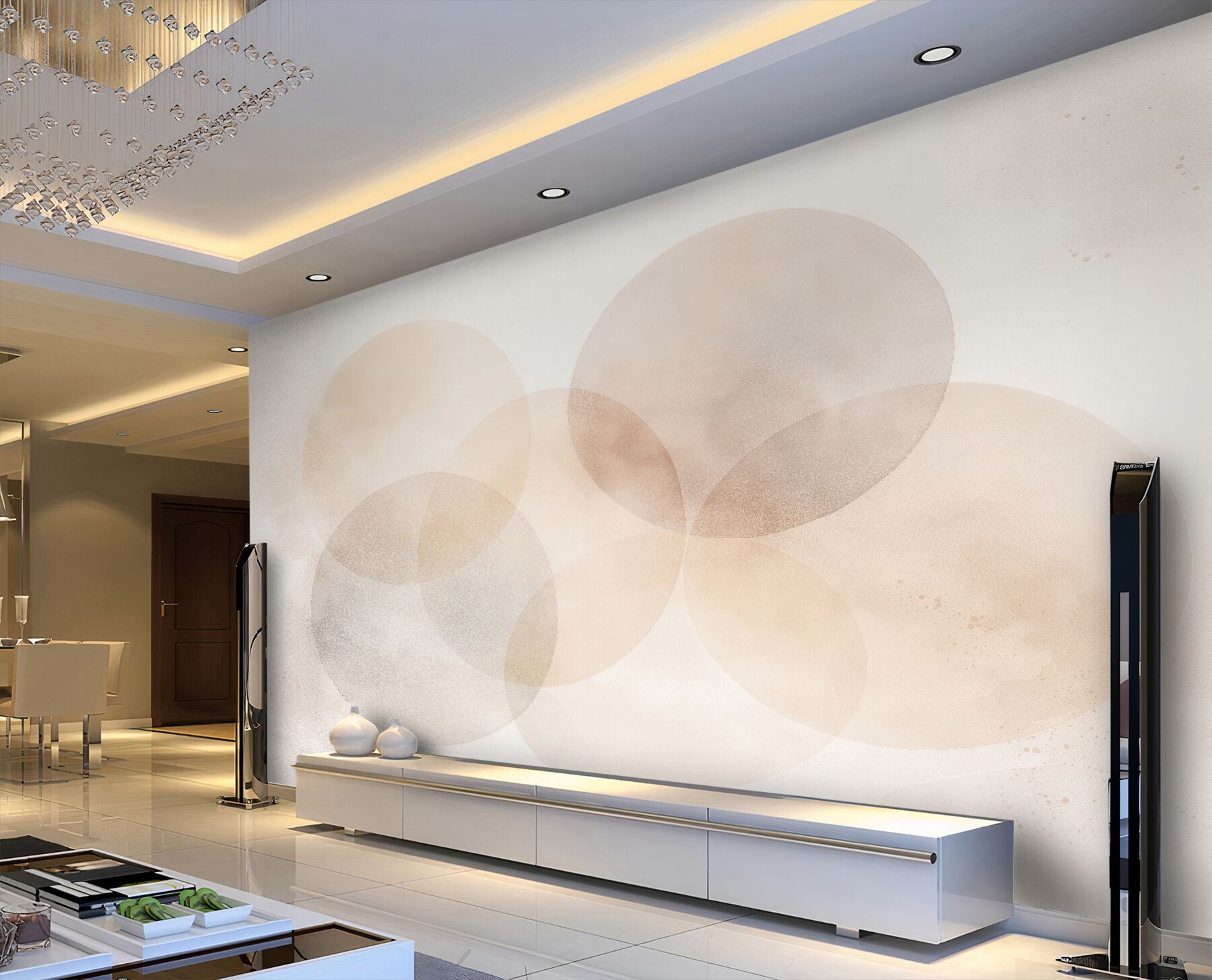 Fototapeten Subtile beige Kreise