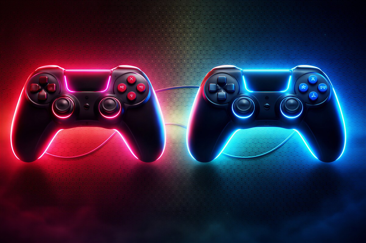 Fototapeten Neon-Gamer-Pads