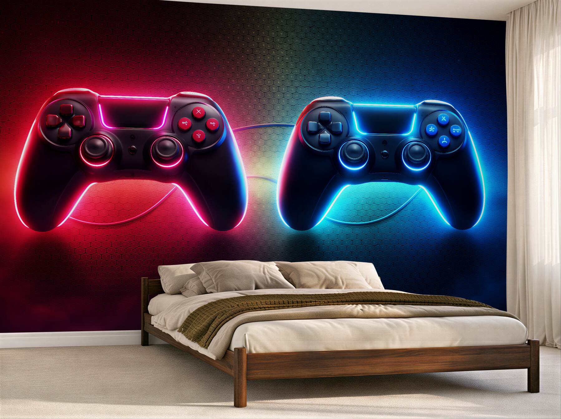 Fototapeten Neon-Gamer-Pads