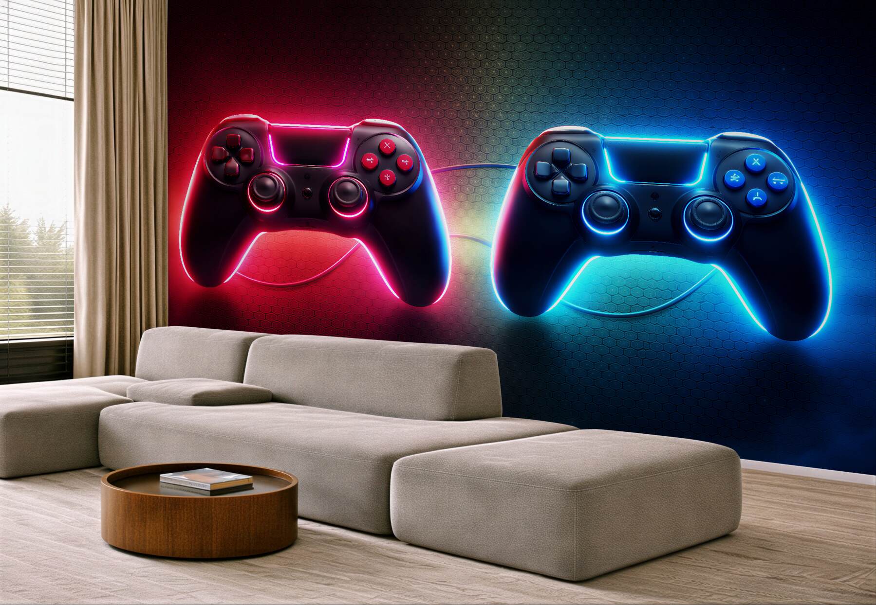 Fototapeten Neon-Gamer-Pads