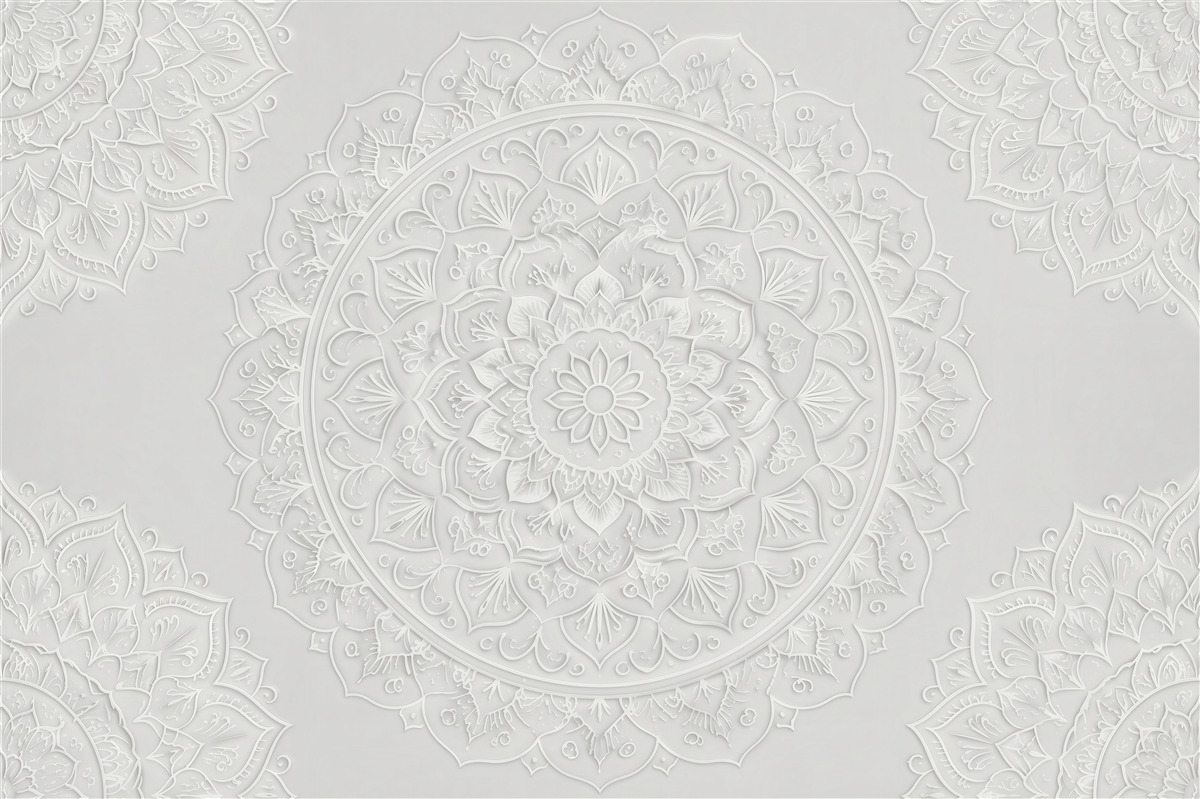 Fototapeten Weiße Mandala mit subtilem Relief