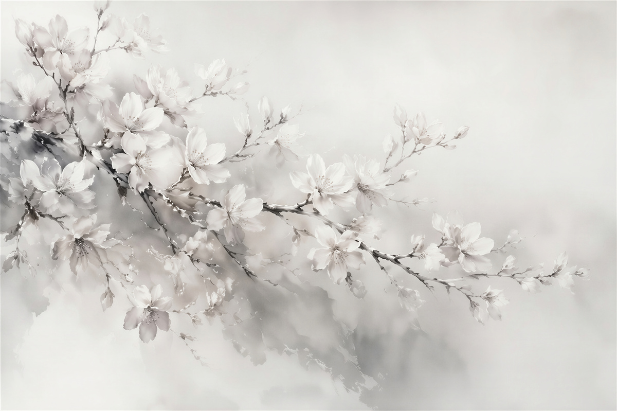Fototapeten Zarter Zweig blühender Magnolie