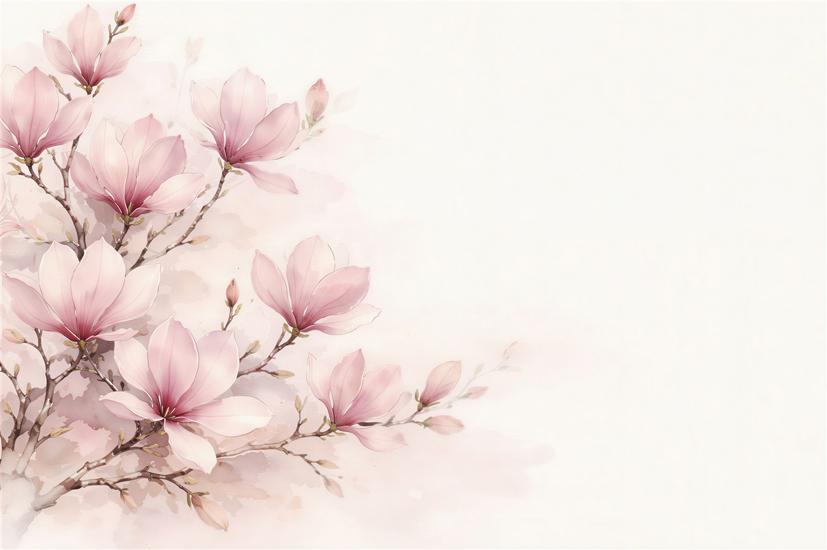 Fototapeten Pudrige Magnolie in Aquarell