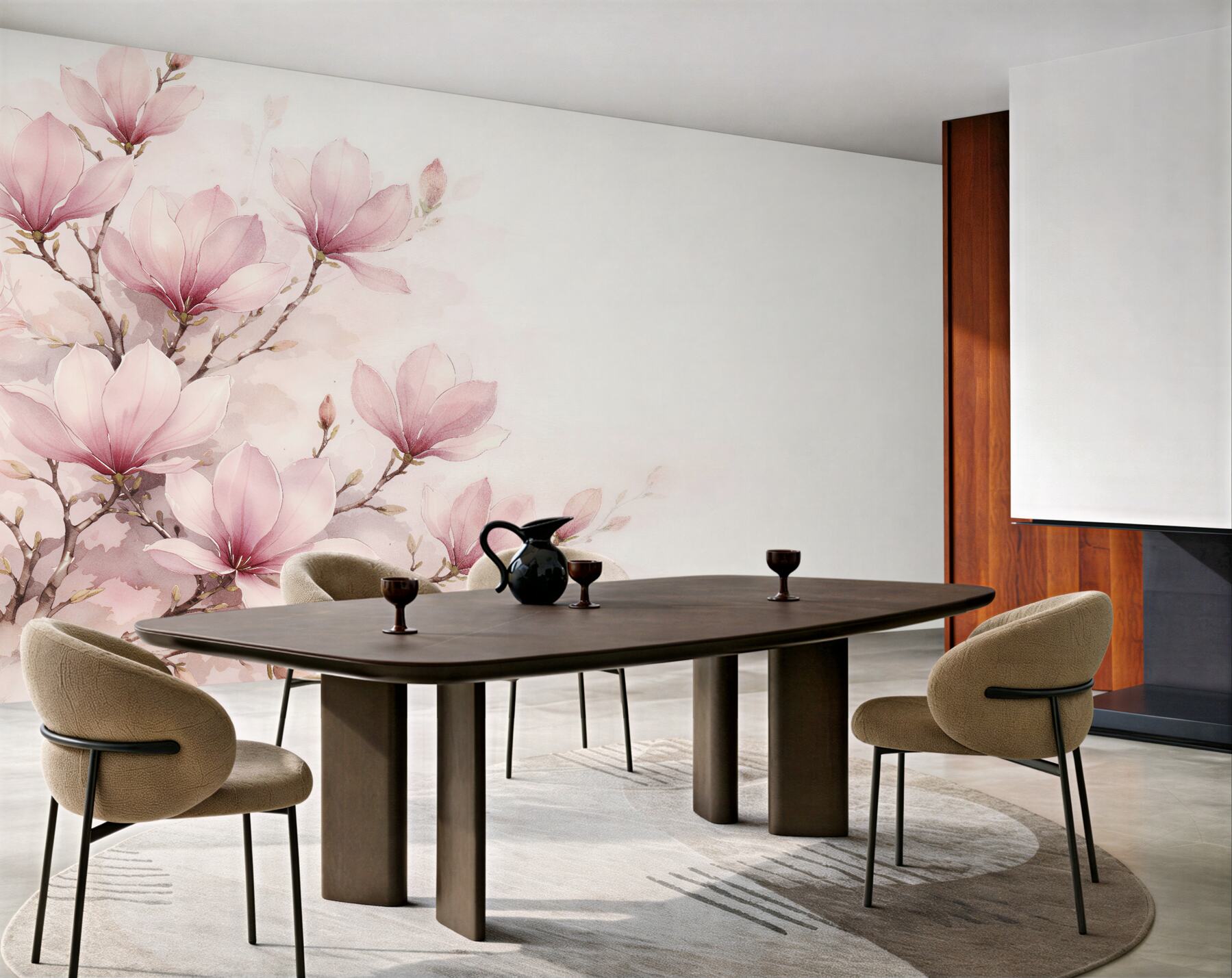 Fototapeten Pudrige Magnolie in Aquarell