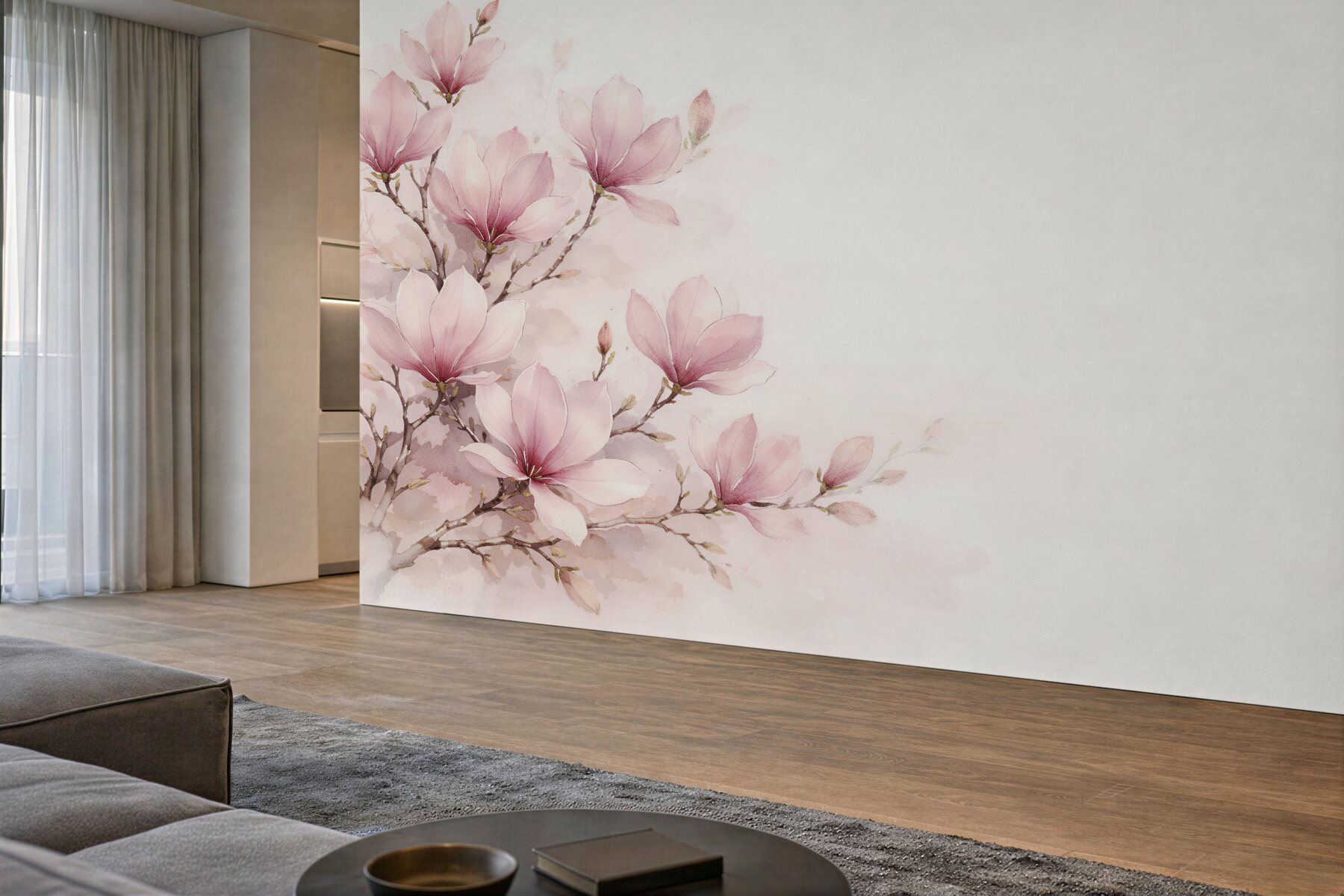 Fototapeten Pudrige Magnolie in Aquarell