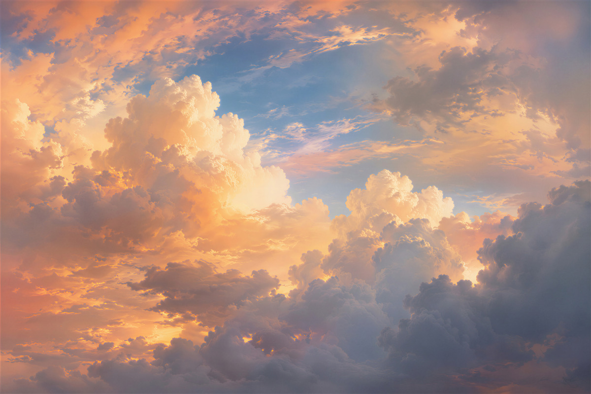 Fototapeten Märchenhafte Wolken bei Sonnenuntergang