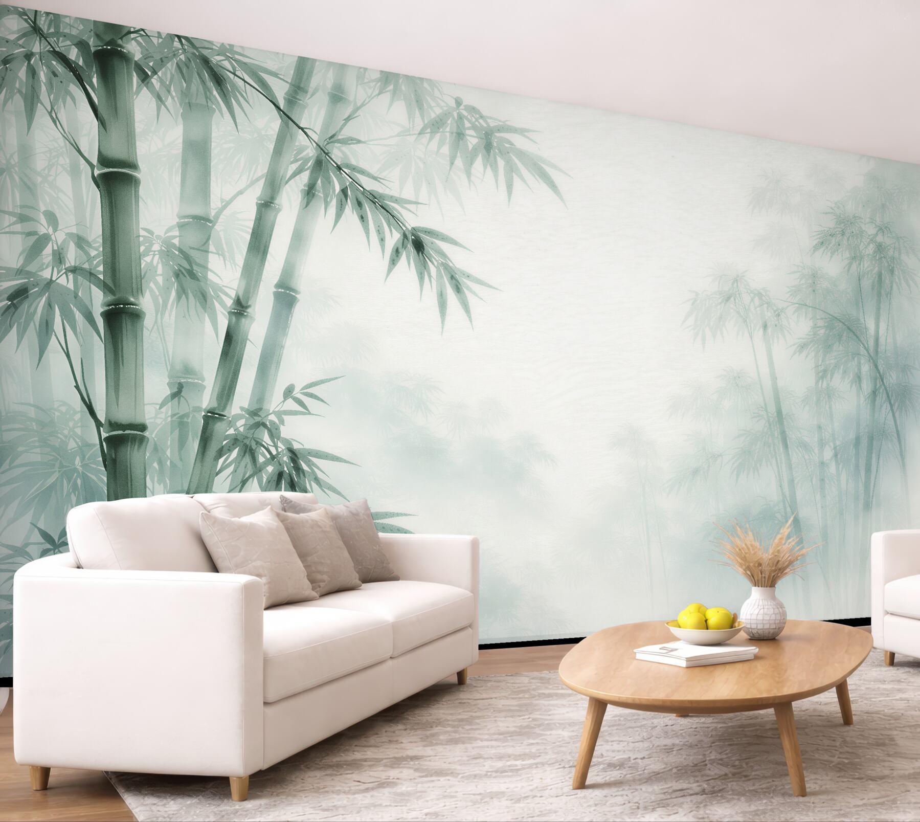 Fototapeten Neblige Ruhe aus Bambus