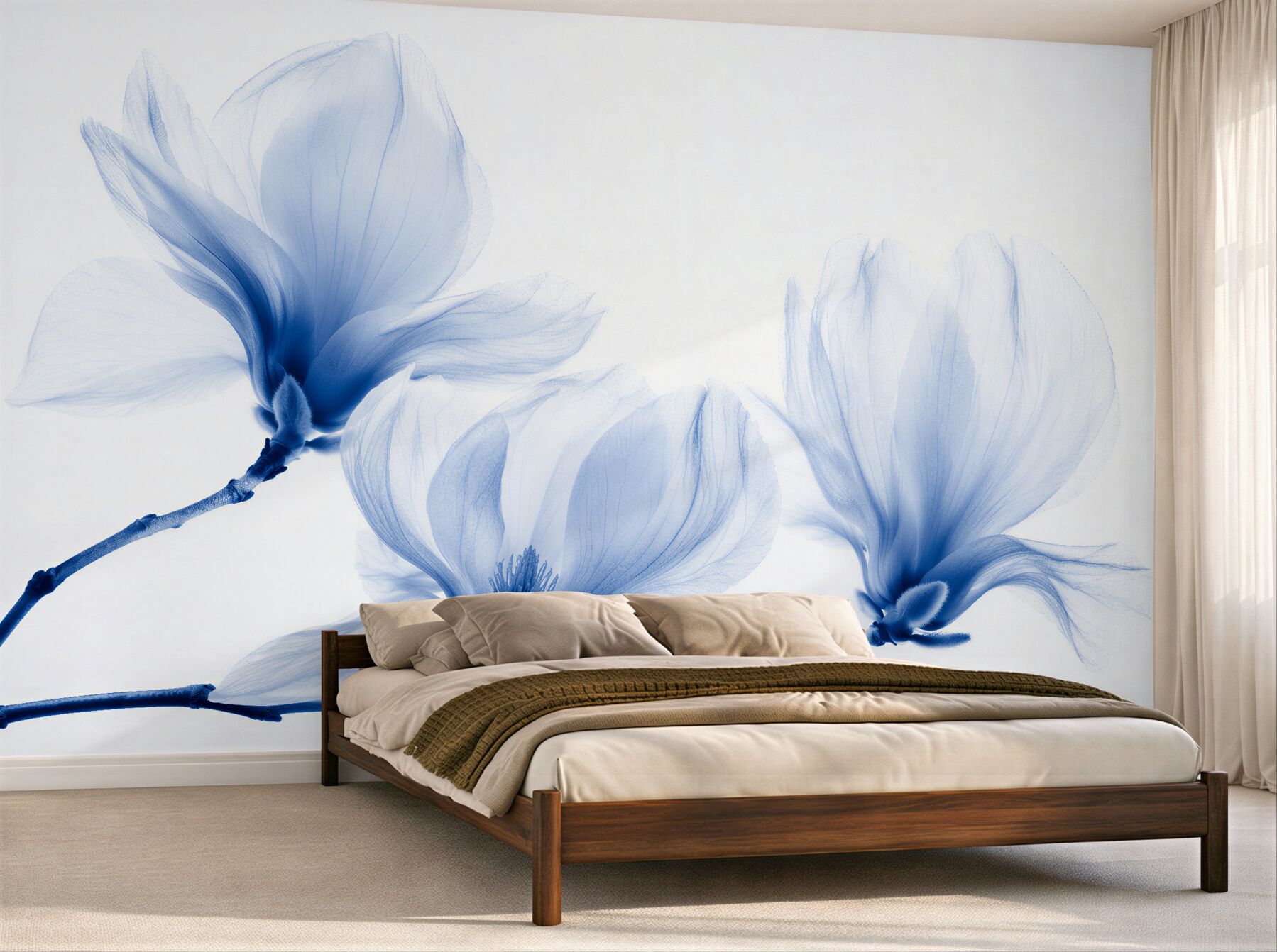 Fototapeten Blaue Magnolien in ätherischer Anmut