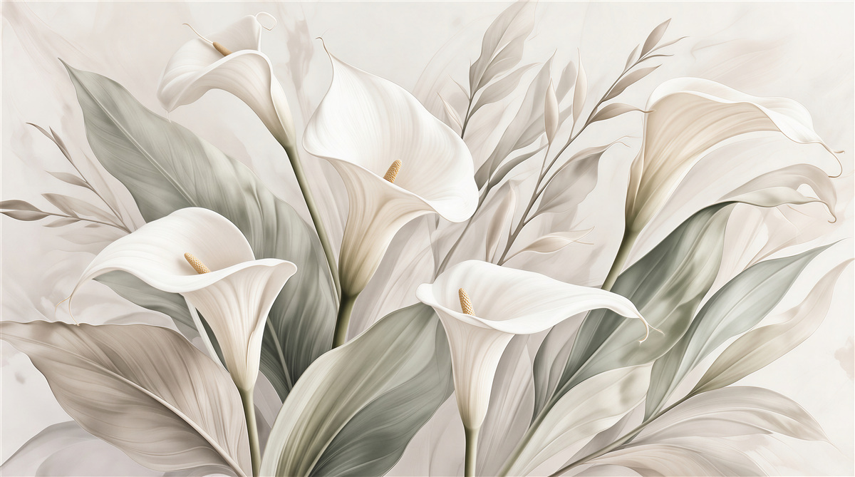 Fototapeten Weiße Callas in einem eleganten Bouquet