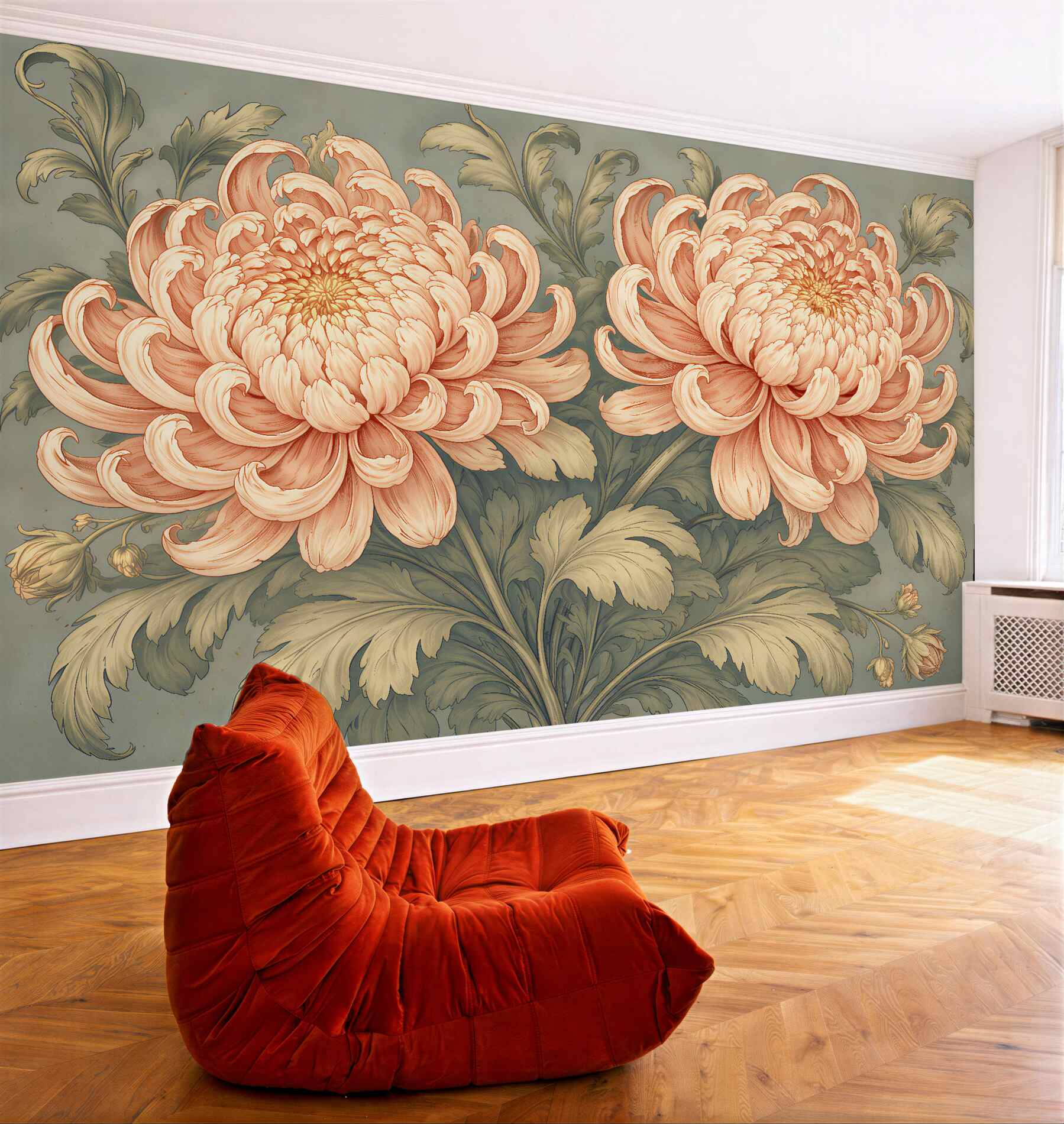 Fototapeten Chrysanthemen im Vintage-Stil