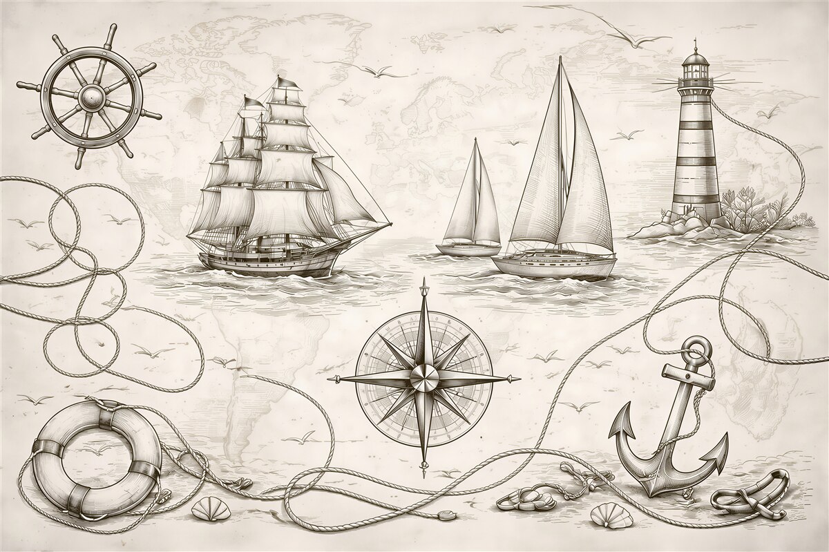 Fototapeten Maritime Karte seglerischer Entdeckungen