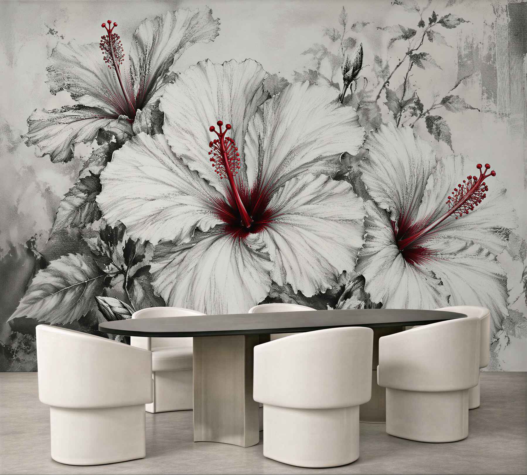 Fototapeten Hibiskusblüten mit rotem Akzent
