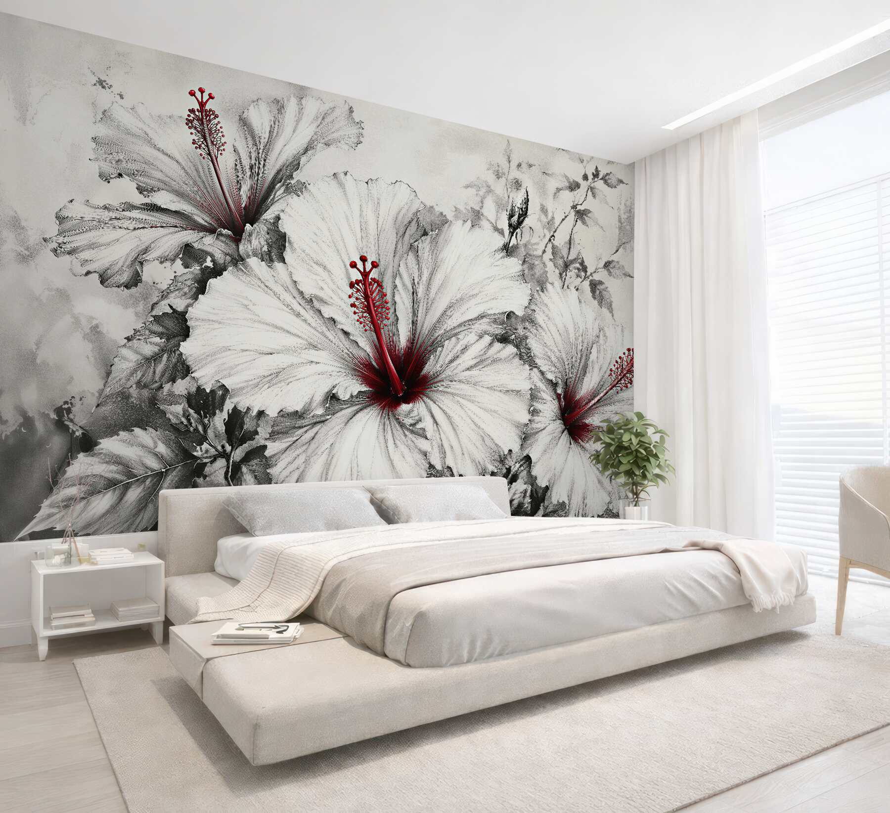Fototapeten Hibiskusblüten mit rotem Akzent