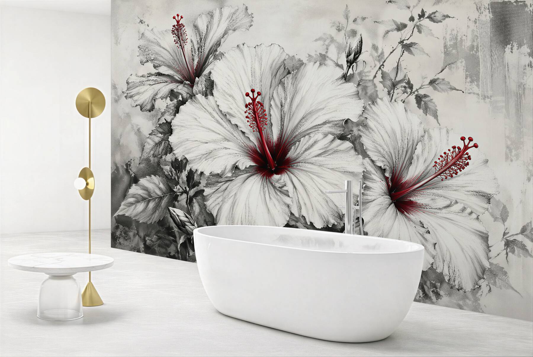 Fototapeten Hibiskusblüten mit rotem Akzent