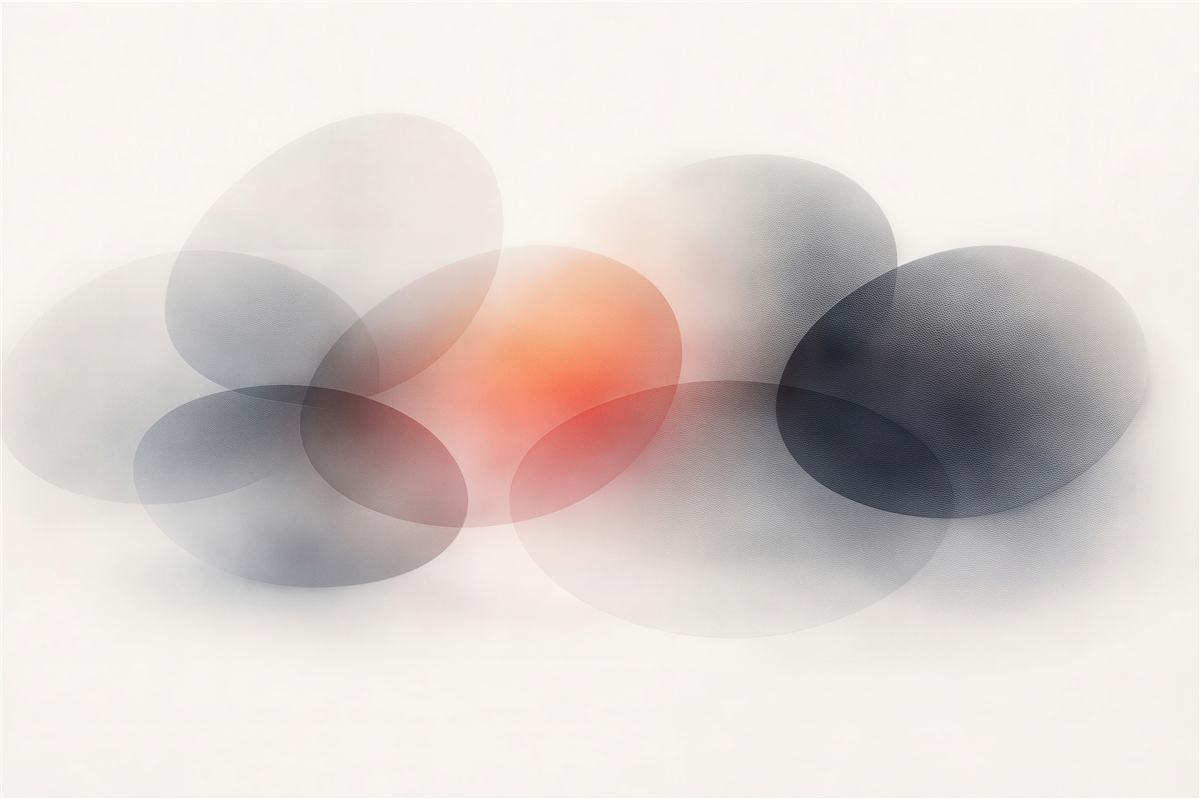 Fototapeten Subtiles geometrisches Ineinanderfließen der Formen