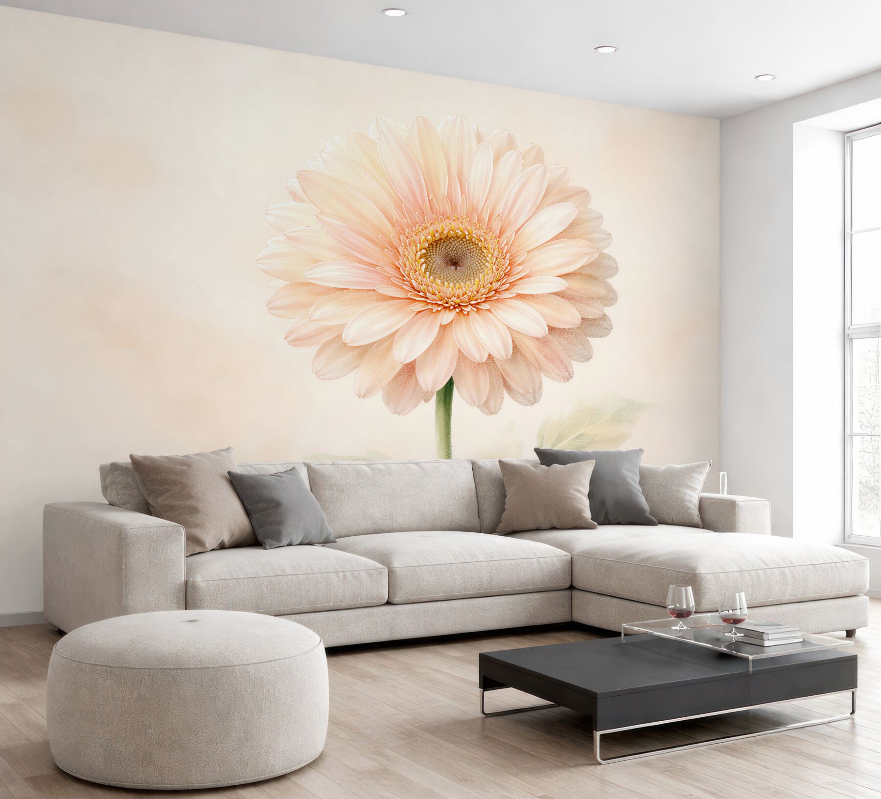 Fototapeten Puderblume in lichtvoller Stille