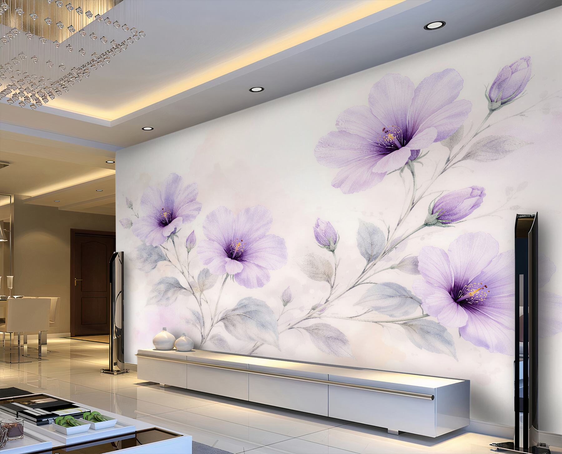 Fototapeten Fliederfarbene Blumen in zarter Harmonie