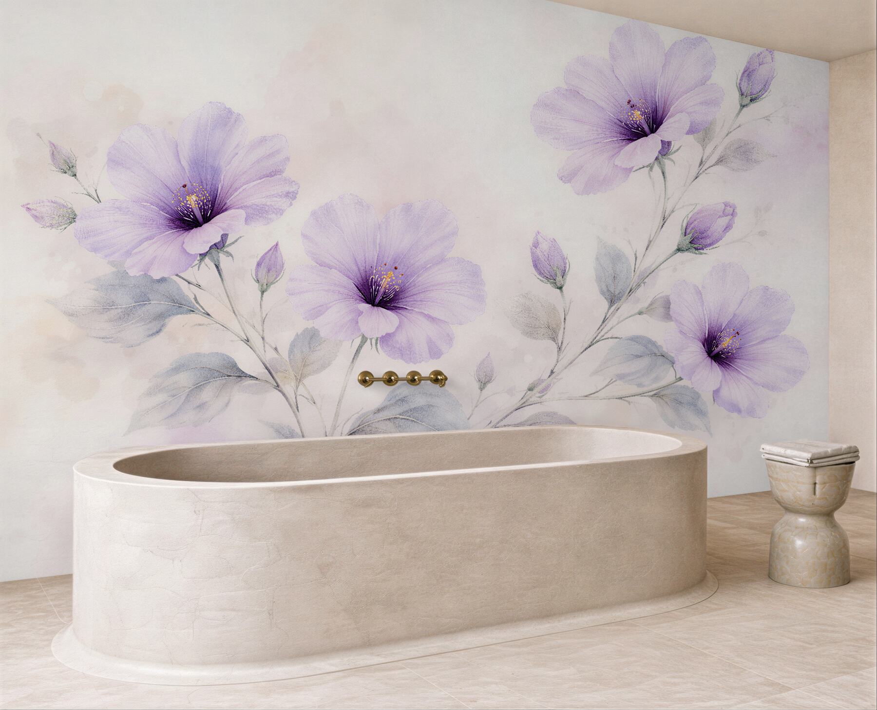 Fototapeten Fliederfarbene Blumen in zarter Harmonie