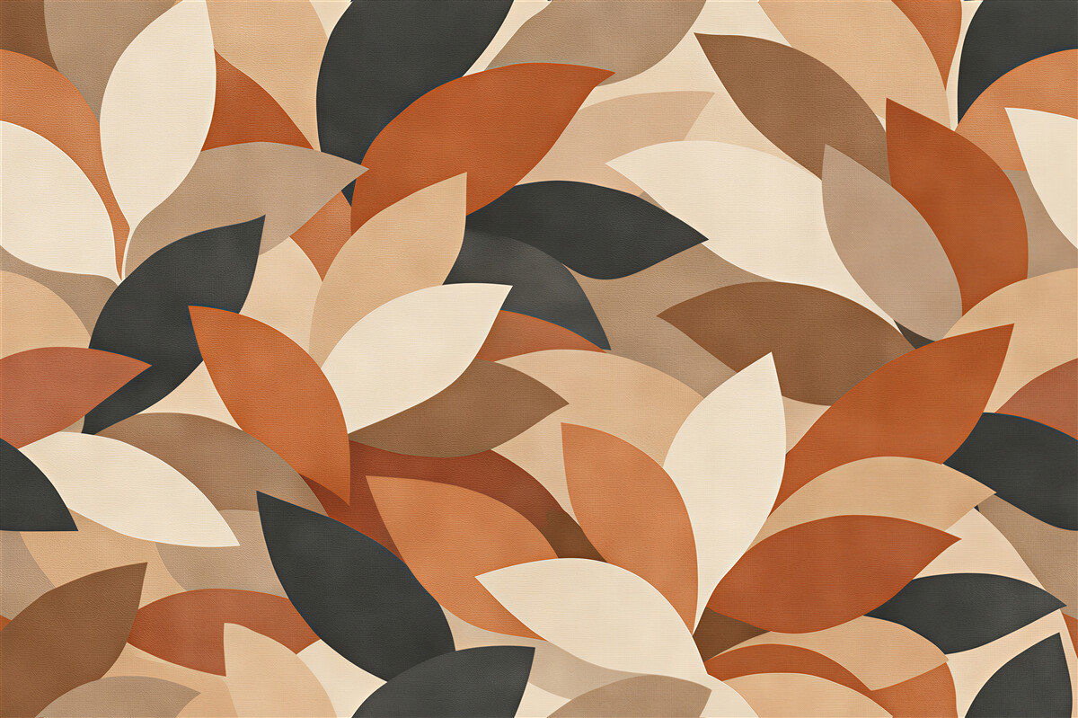 Fototapeten Geometrische Blätter in warmen Farbtönen
