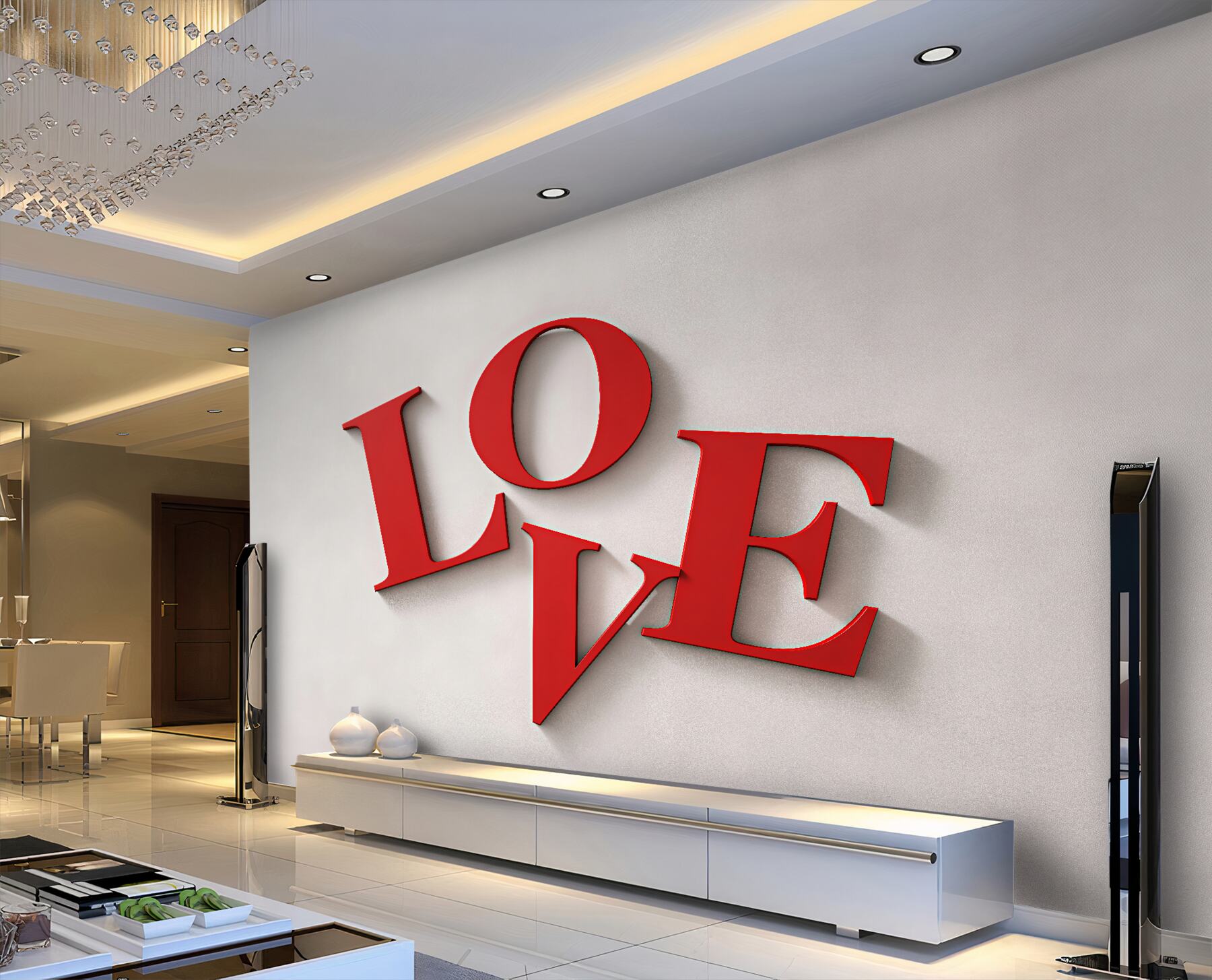 Fototapeten Roter Love-Schriftzug 3D