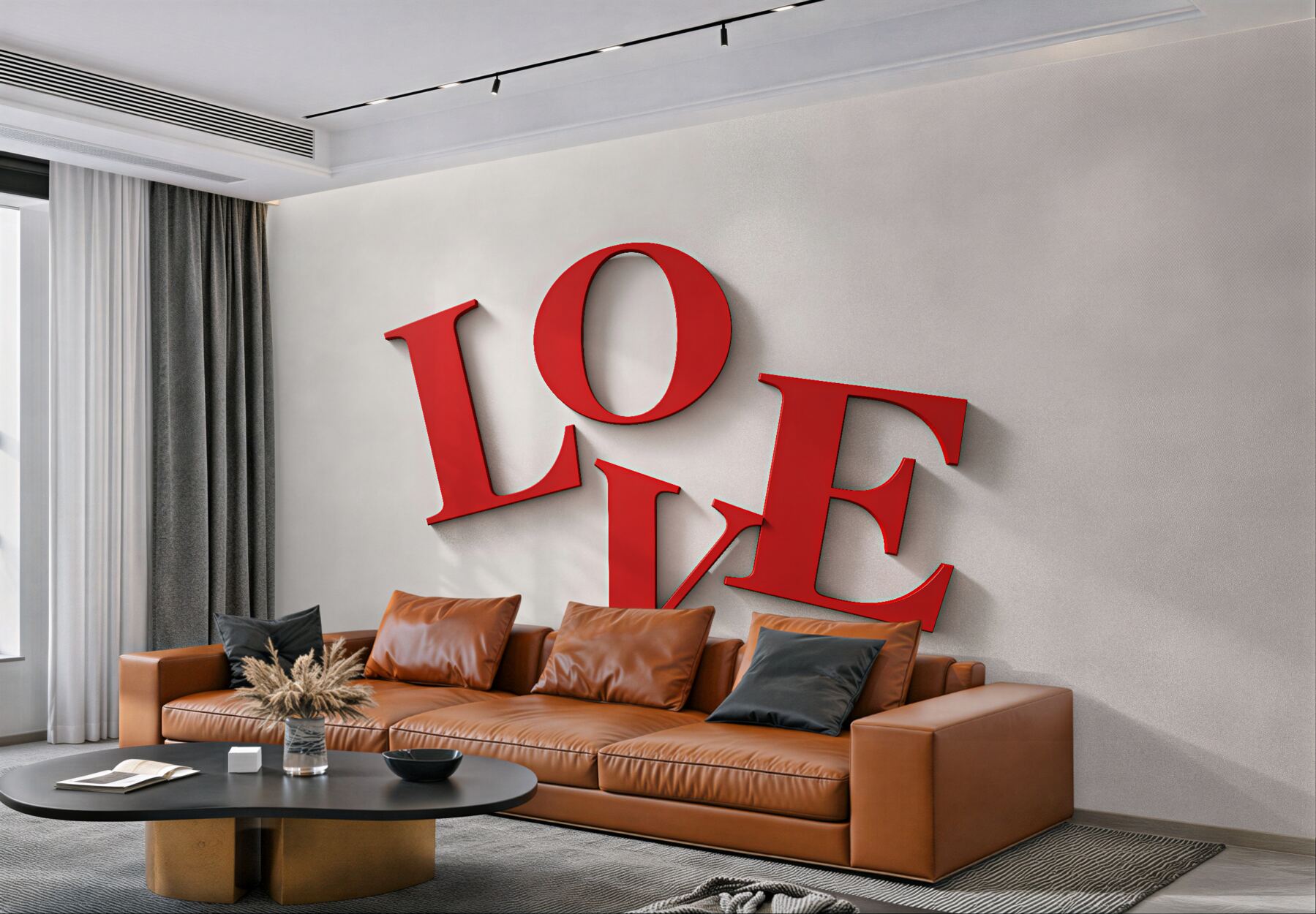 Fototapeten Roter Love-Schriftzug 3D
