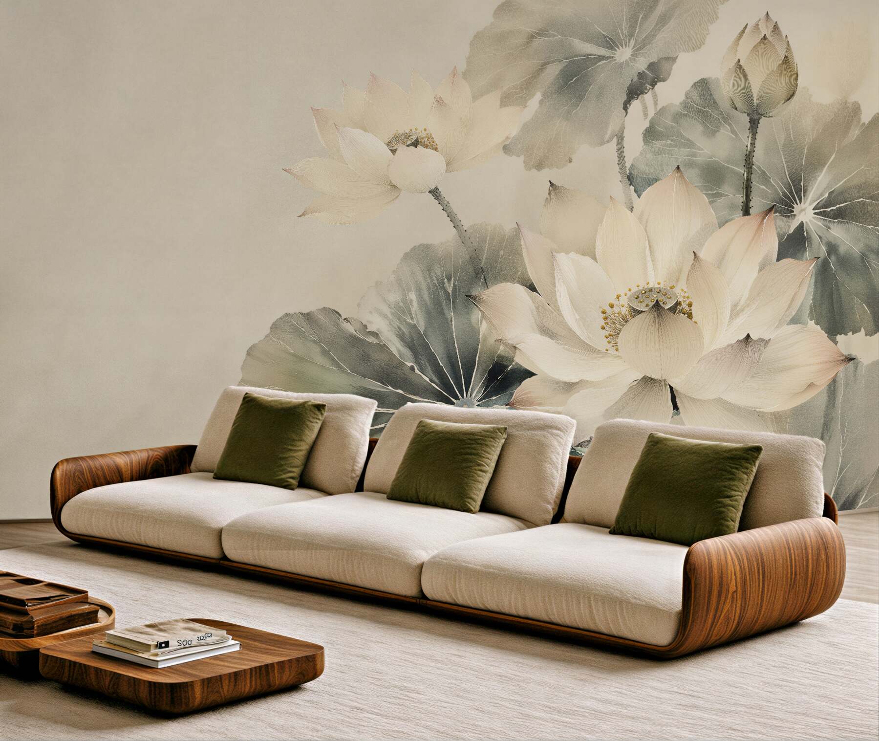 Fototapeten Lotus in beiger Harmonie