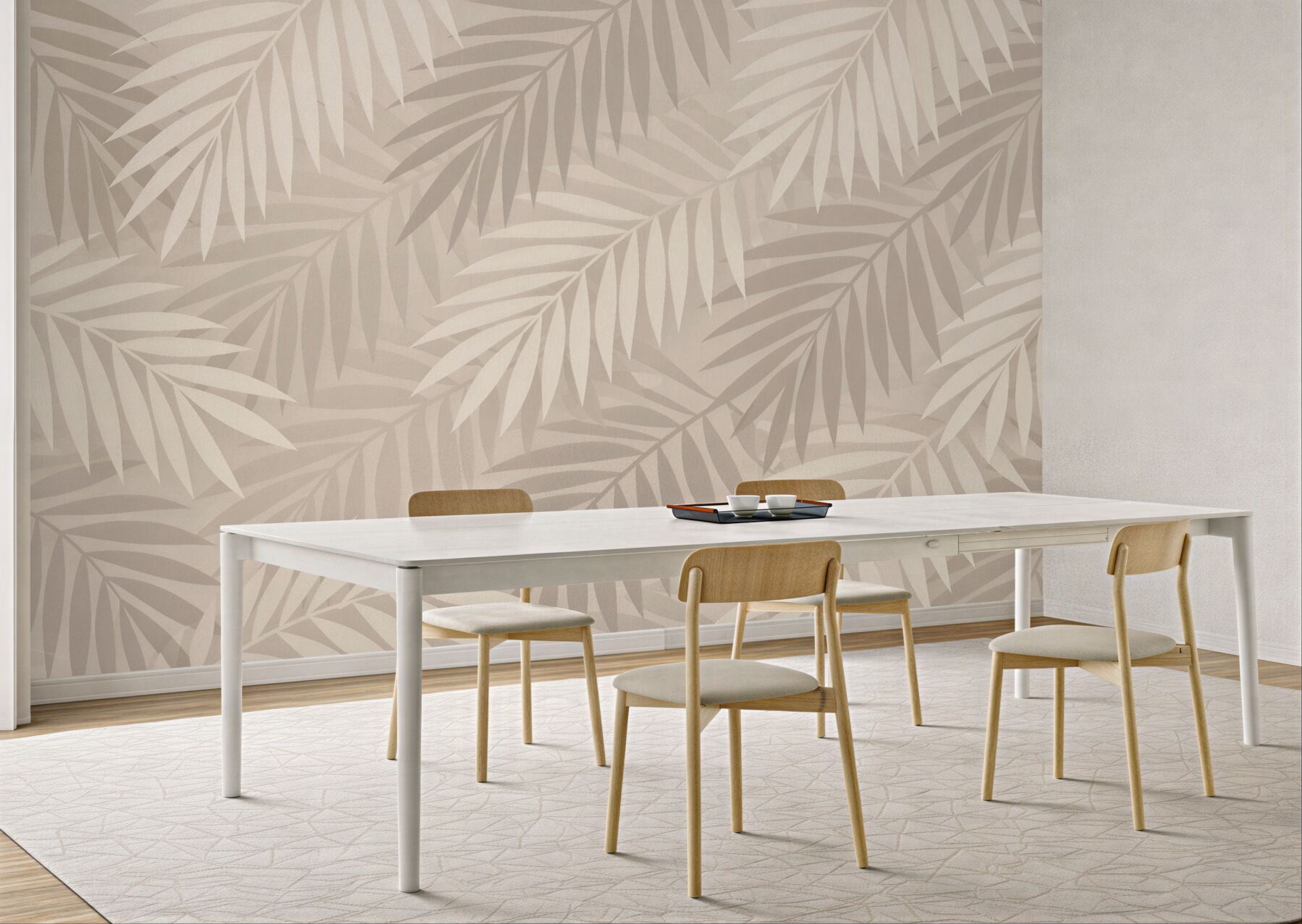 Fototapeten Beige Palmblätter
