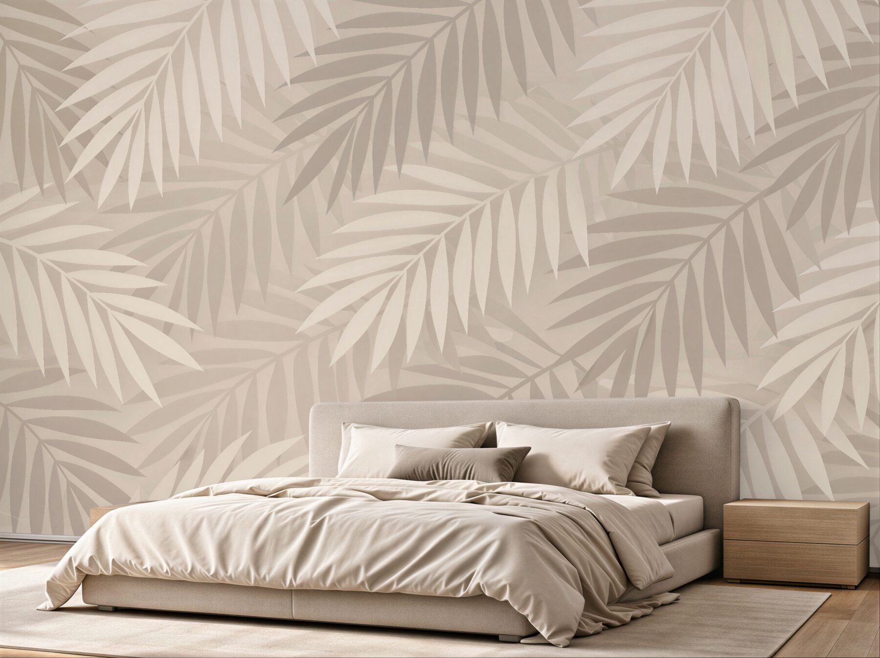 Fototapeten Beige Palmblätter
