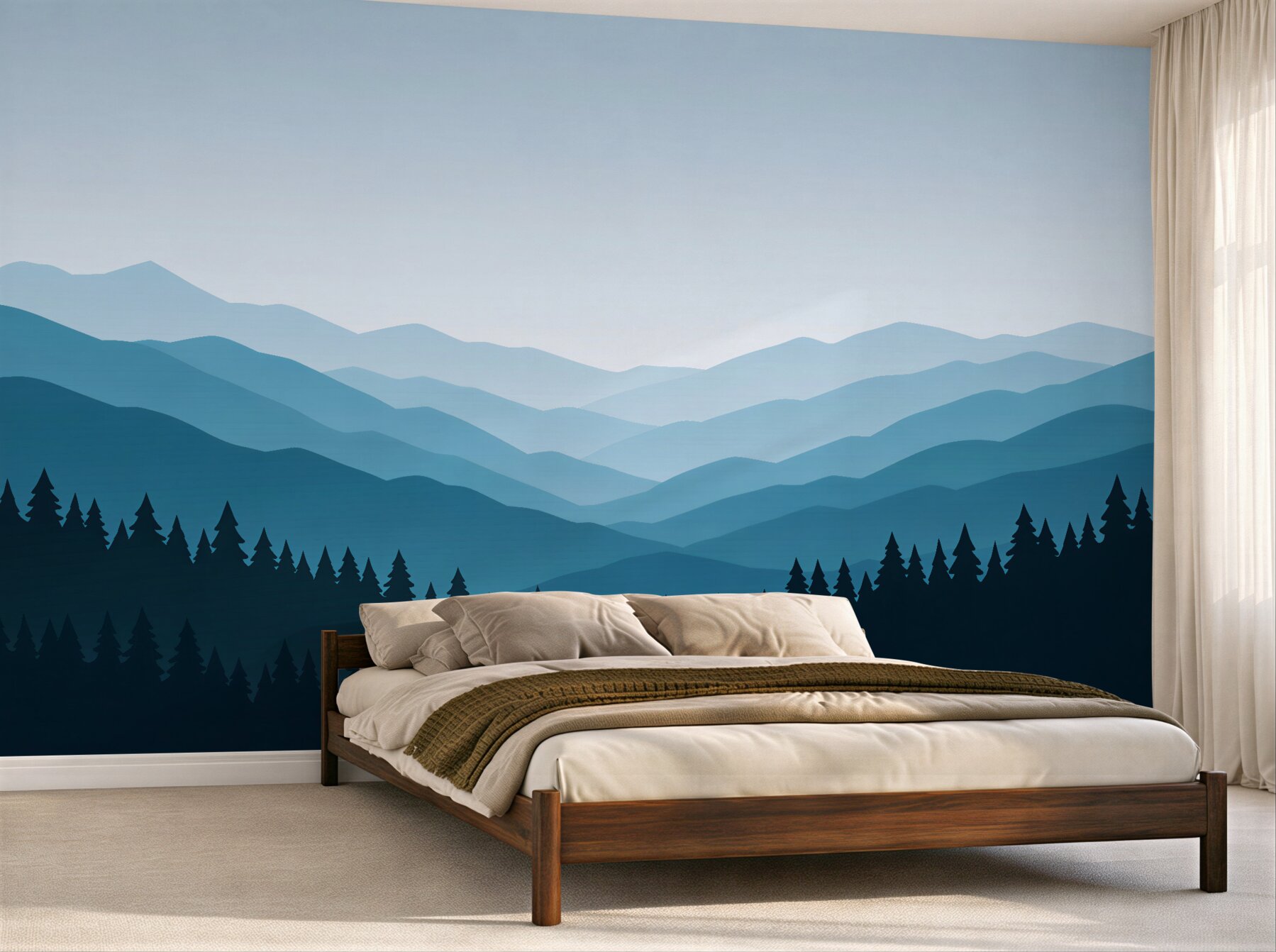 Fototapeten Blaue Schichten eines Bergwaldes