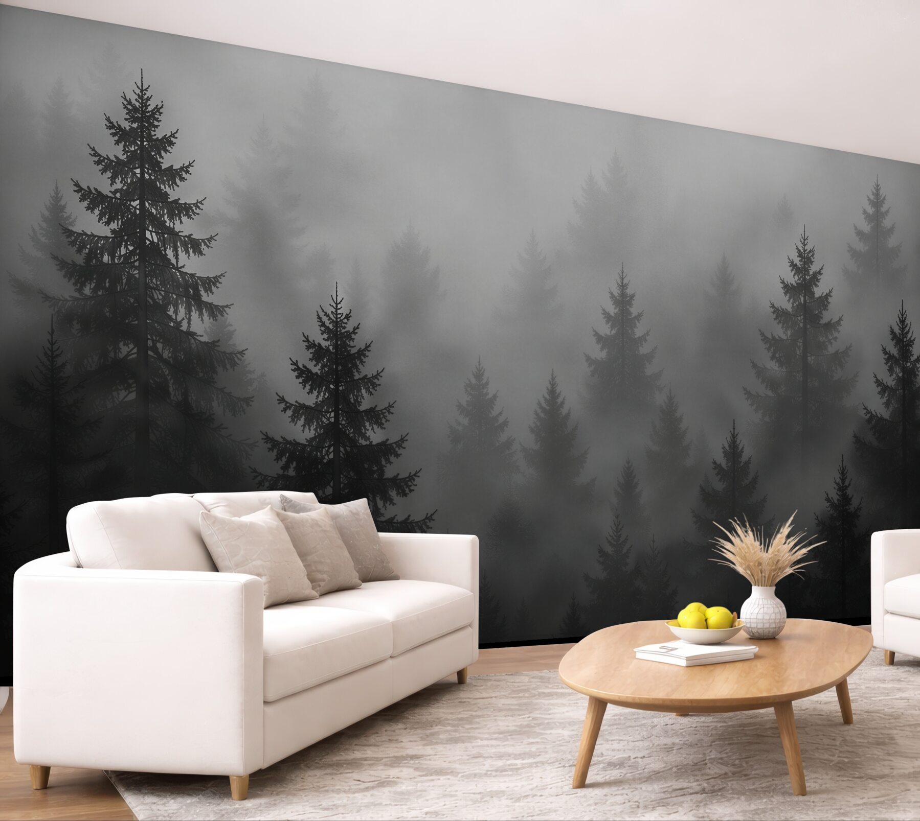 Fototapeten Dunkler Wald im Nebel