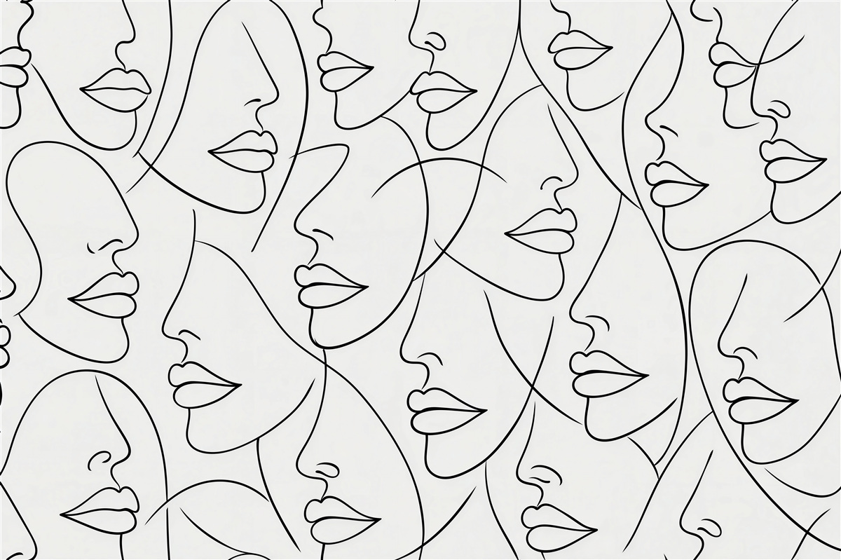 Fototapeten Minimalistische Konturen weiblicher Gesichter