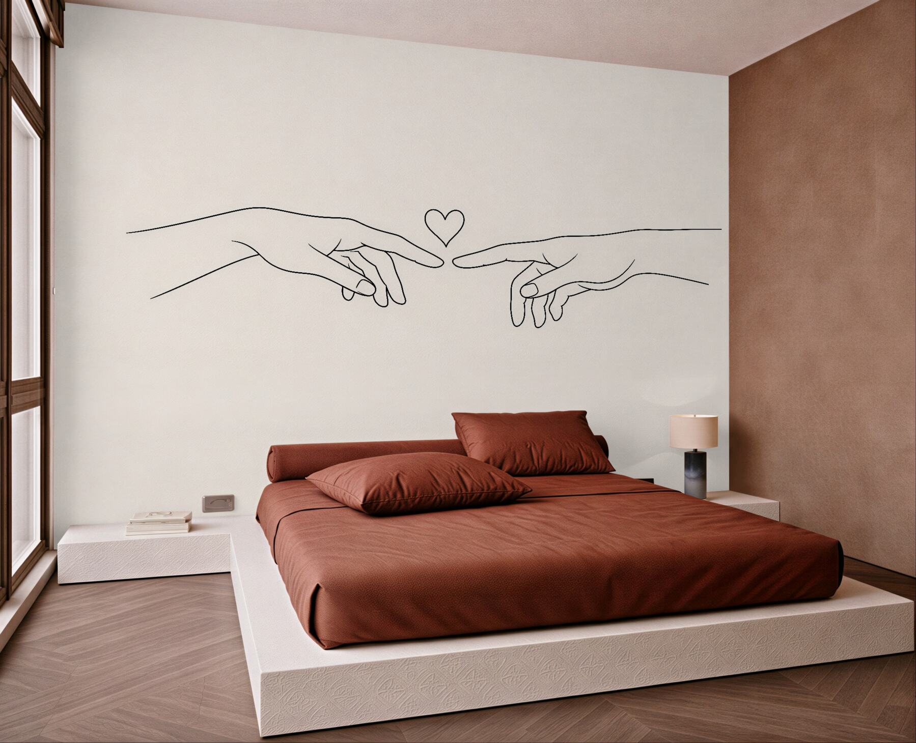 Fototapeten Zarte Berührung einer Hand mit Herz