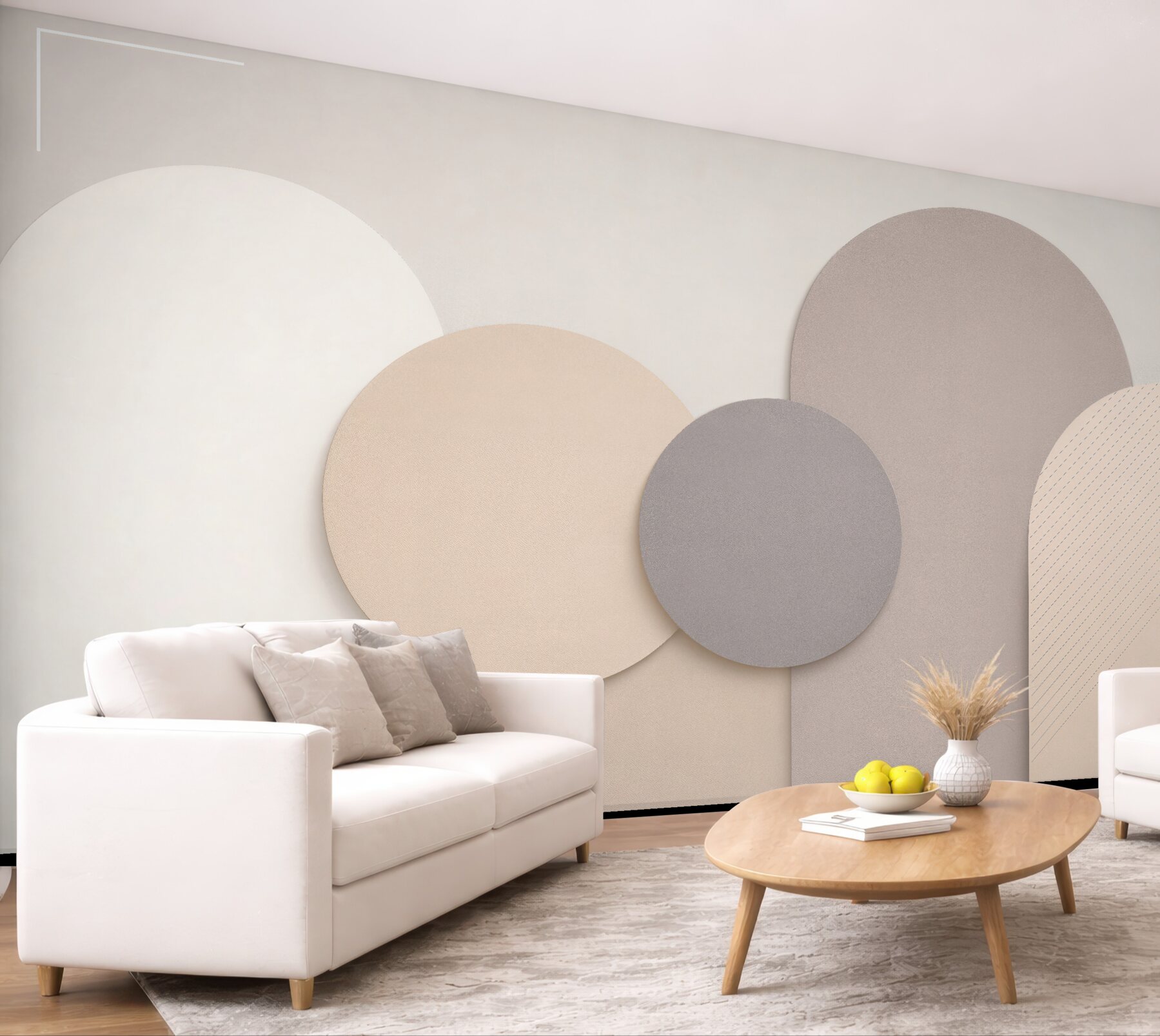 Fototapeten Beige Kreise und Bögen des Minimalismus