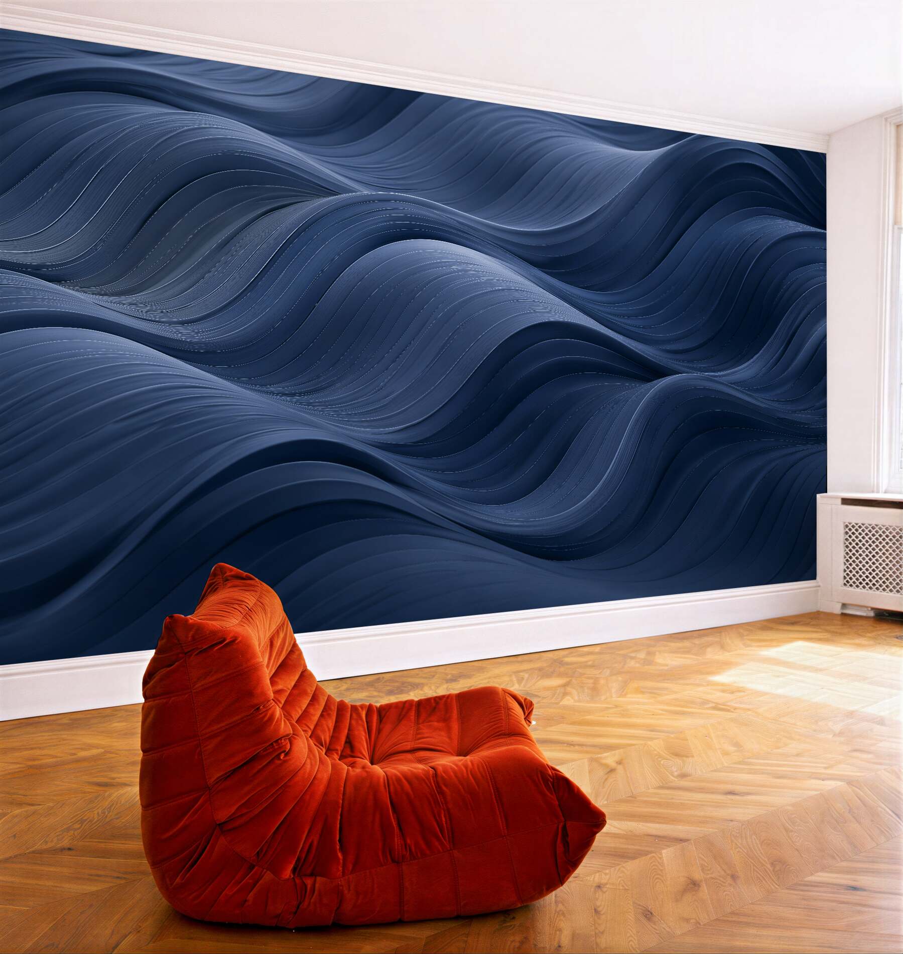 Fototapeten Dunkelblaue Wellen moderner Tiefe