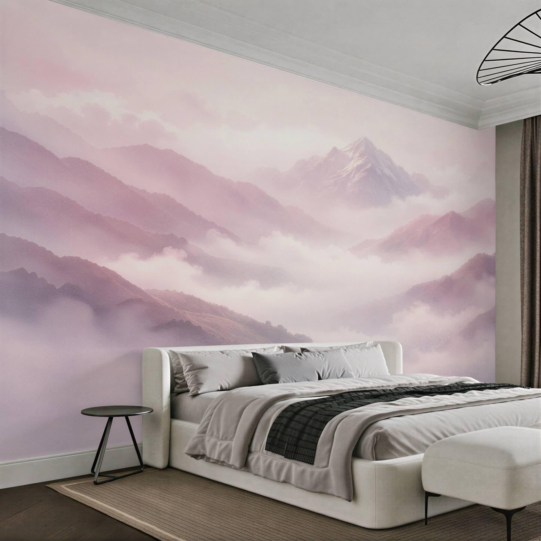 Fototapeten Rosa Berge in Wolken der Träume
