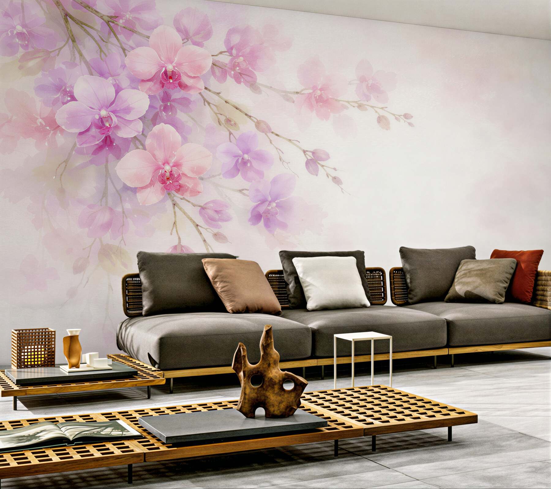 Fototapeten Pastellfarbener Orchideenzweig