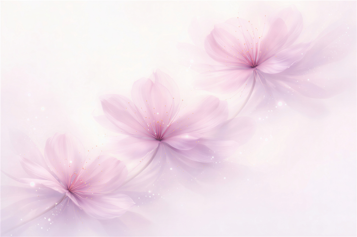 Fototapeten Rosa Blumen in leuchtendem Schimmer