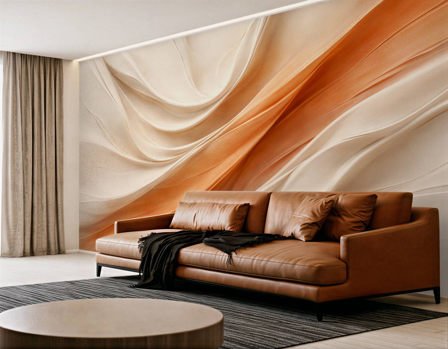 Fototapeten Seidene Welle in Beige