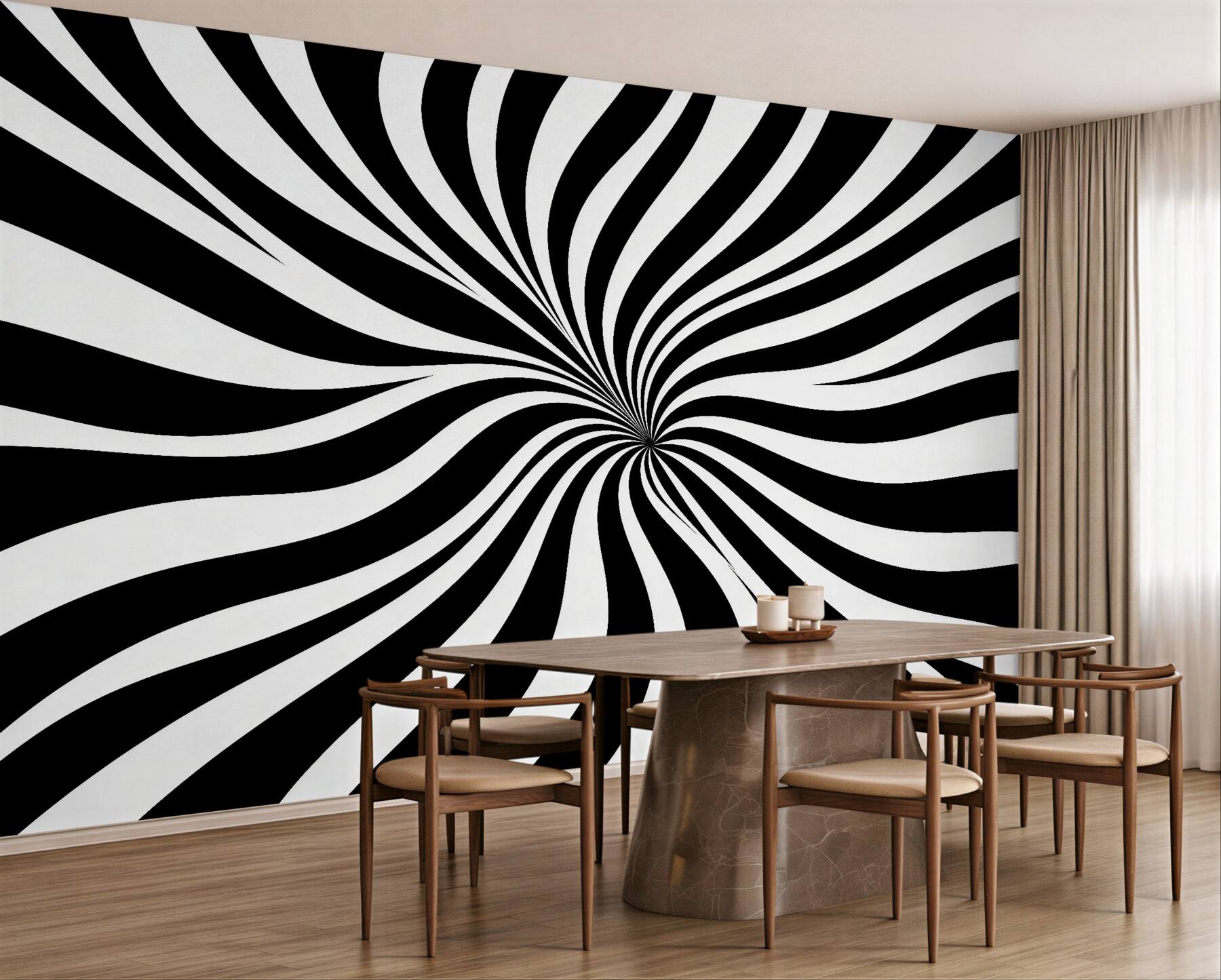 Fototapeten Hypnotischer schwarz-weißer Wirbel
