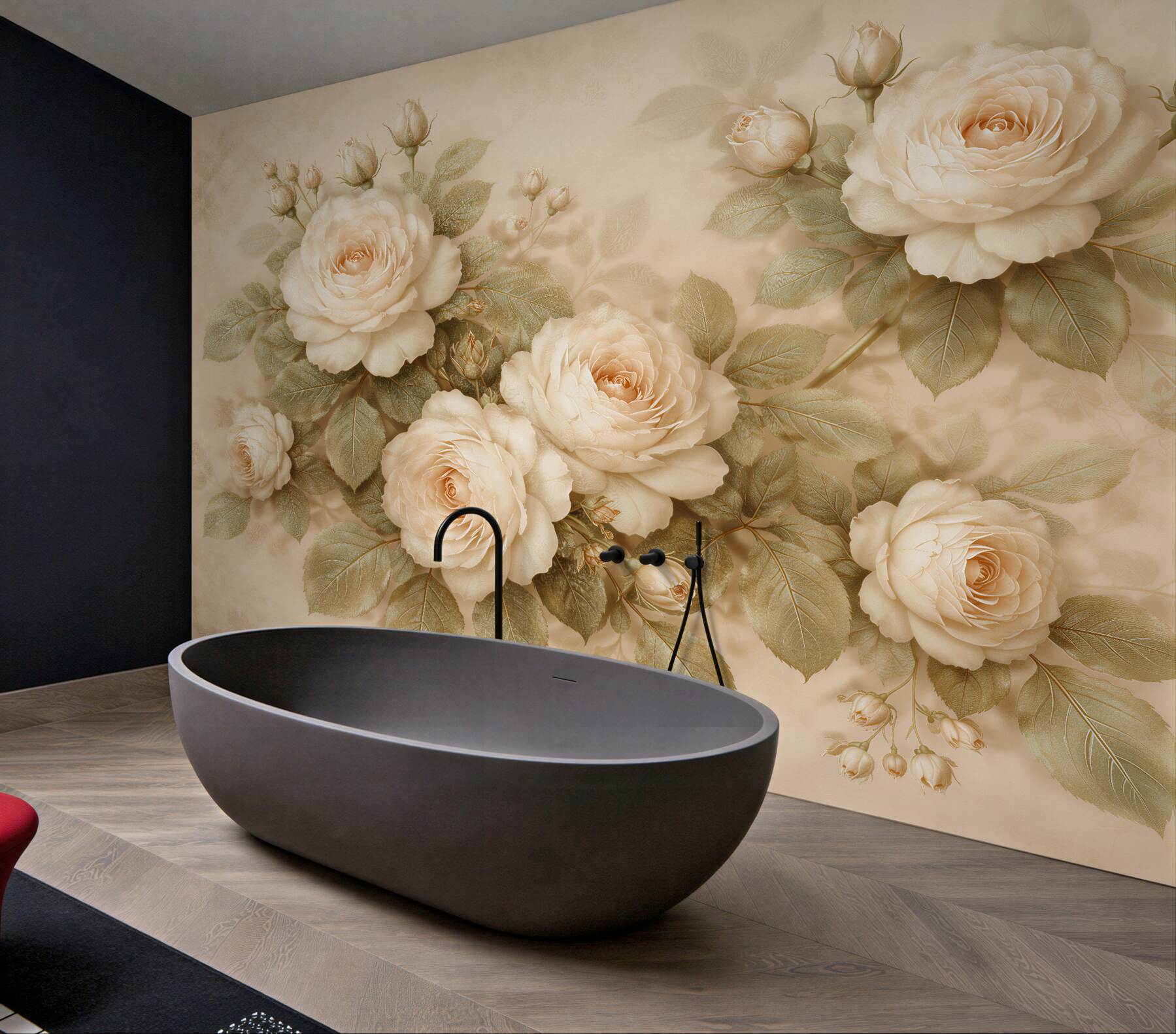 Fototapeten Cremefarbene Rosen im eleganten Stil