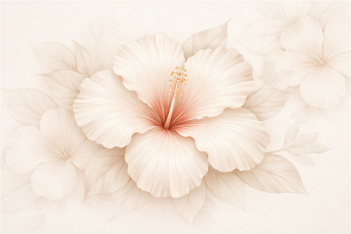 Fototapeten Cremefarbene Hibiskusblüte