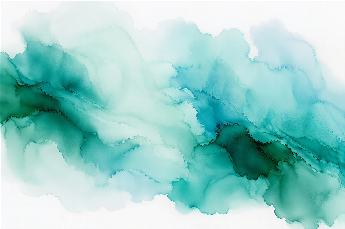 Fototapeten Türkisfarbener Aquarellnebel