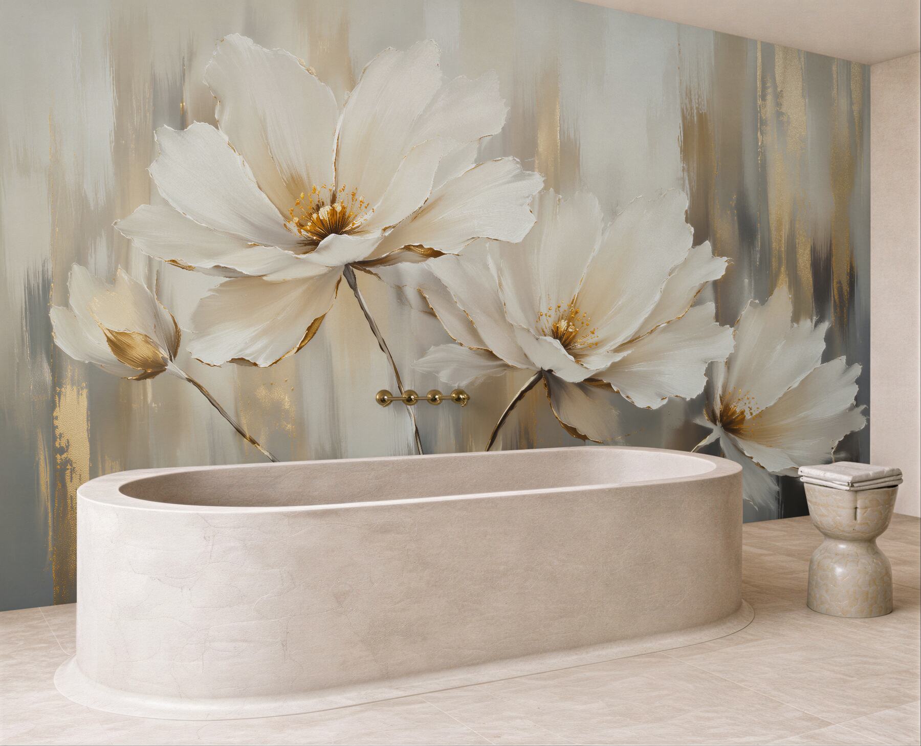 Fototapeten Goldene Blüten in eleganter Ausstrahlung