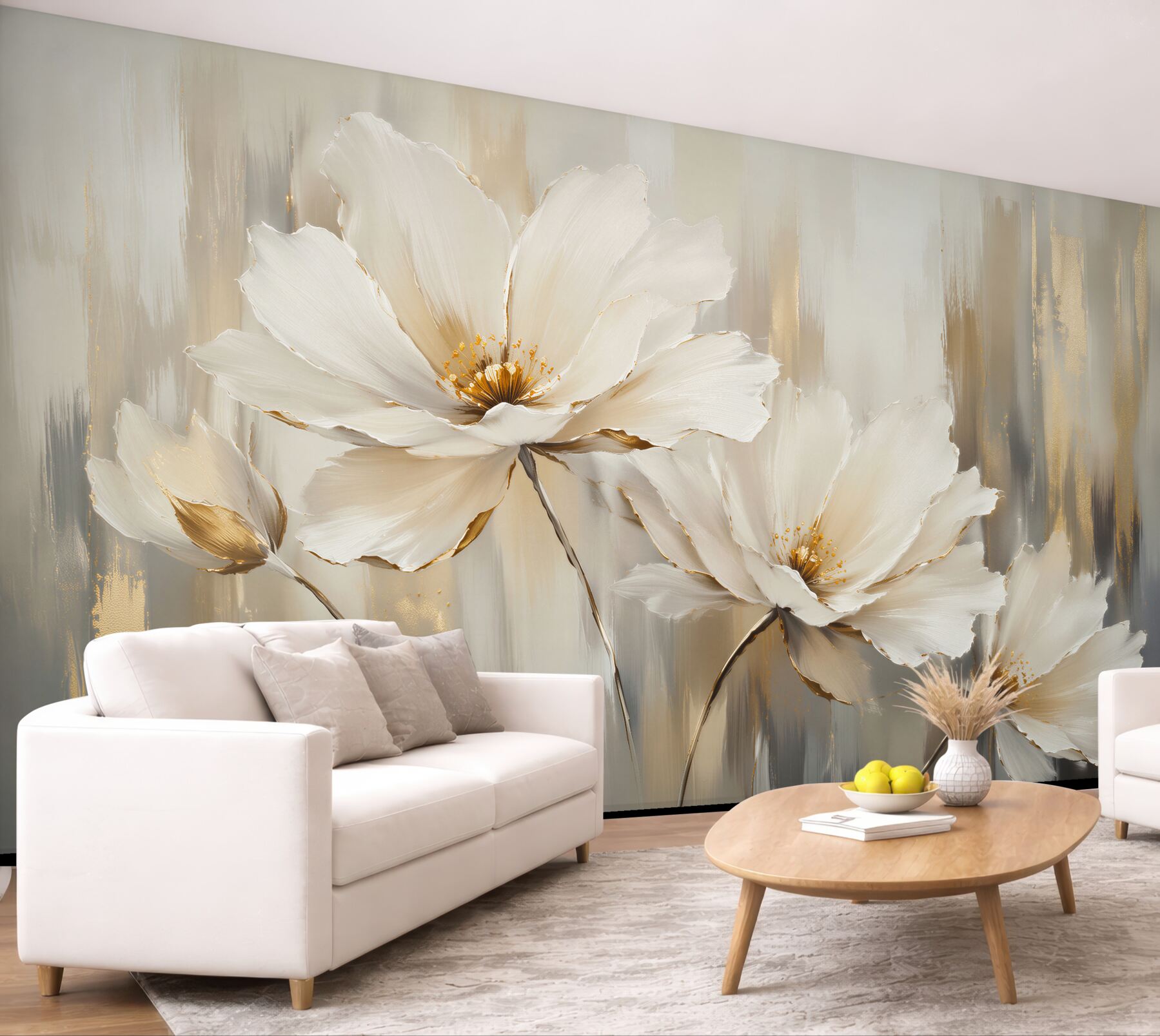 Fototapeten Goldene Blüten in eleganter Ausstrahlung